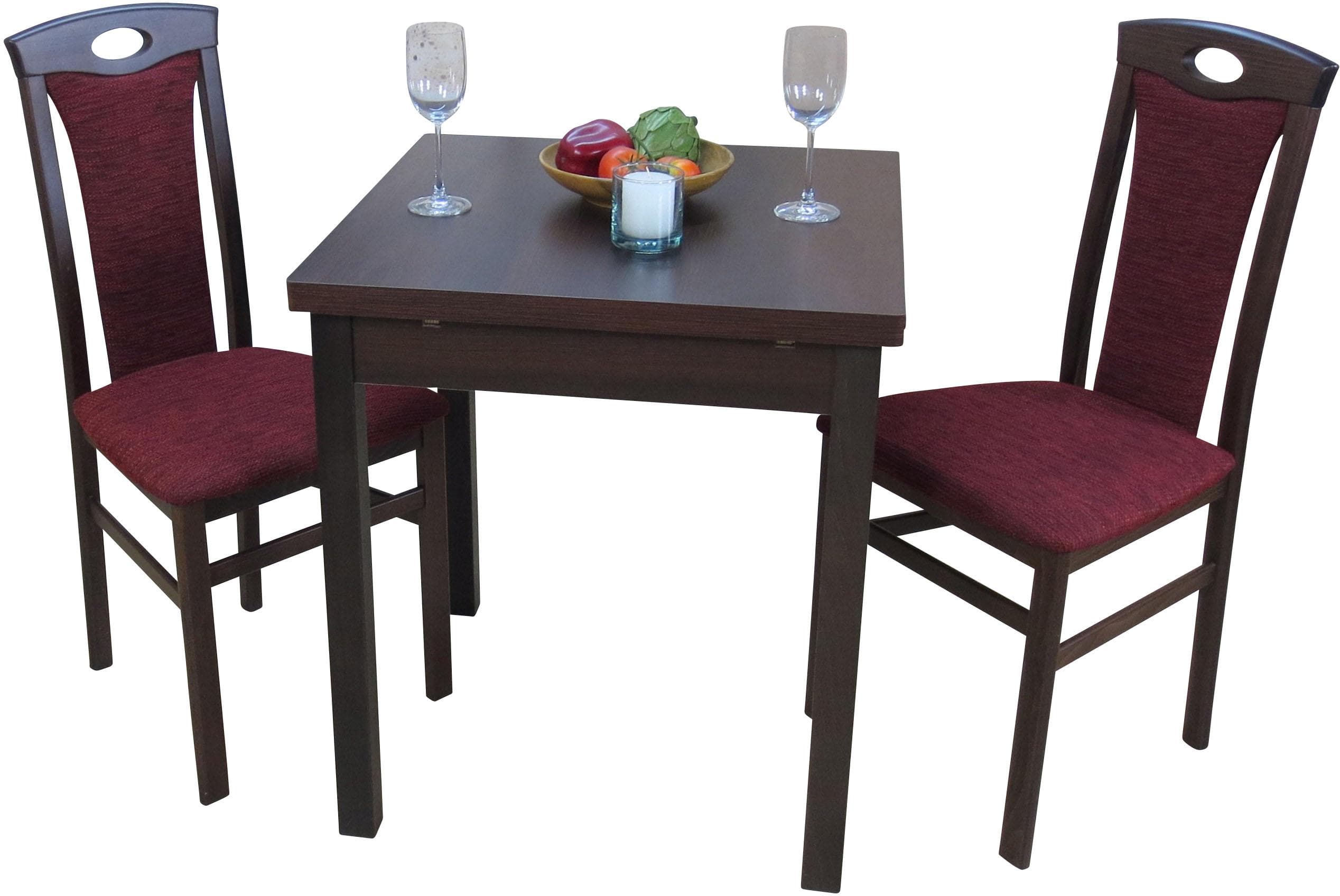 Moderne Essgruppe aus Massivholz und Holzwerkstoff