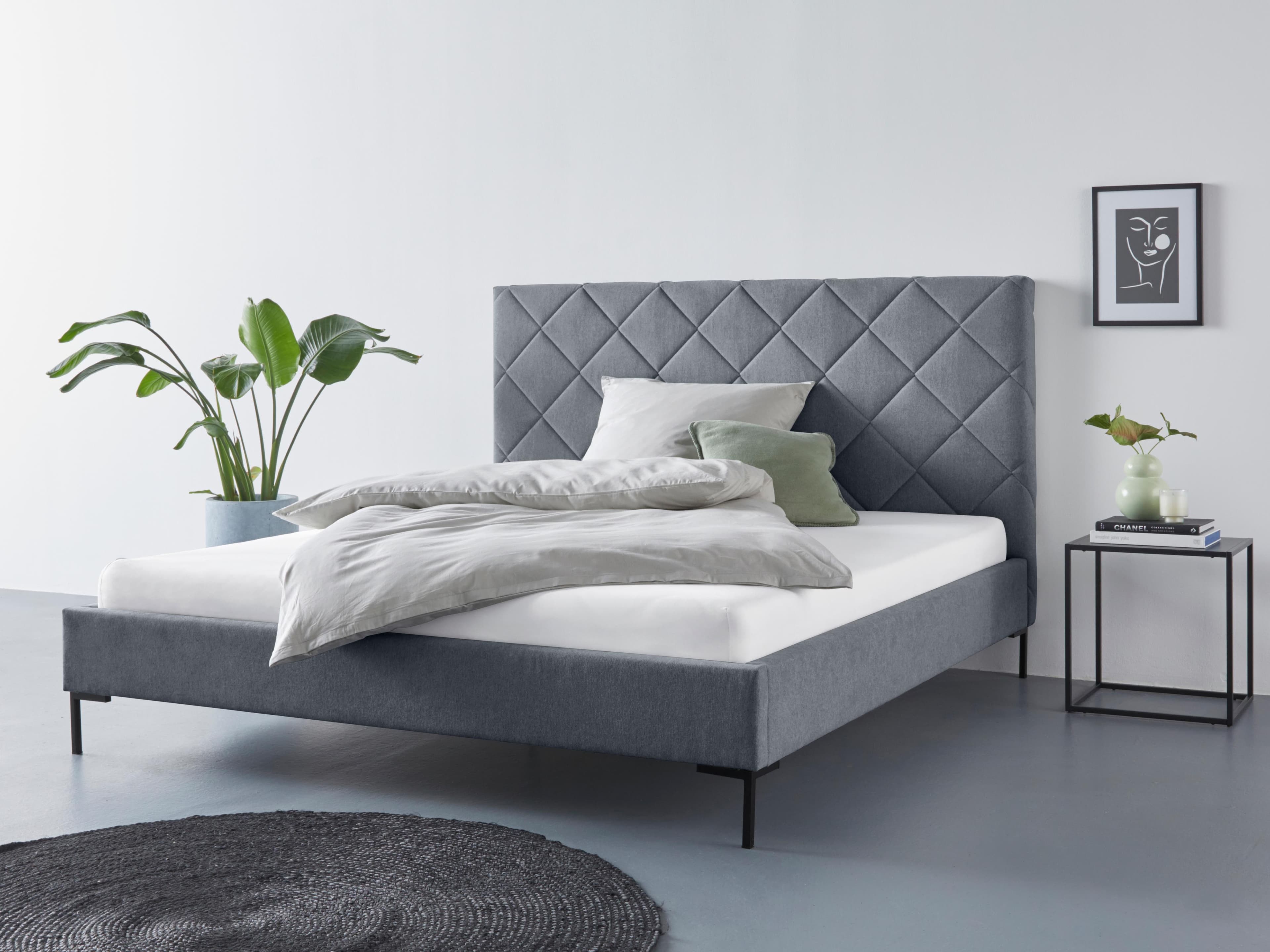 HOME AFFAIRE Polsterbett Charlott Grau mit Lattenrost