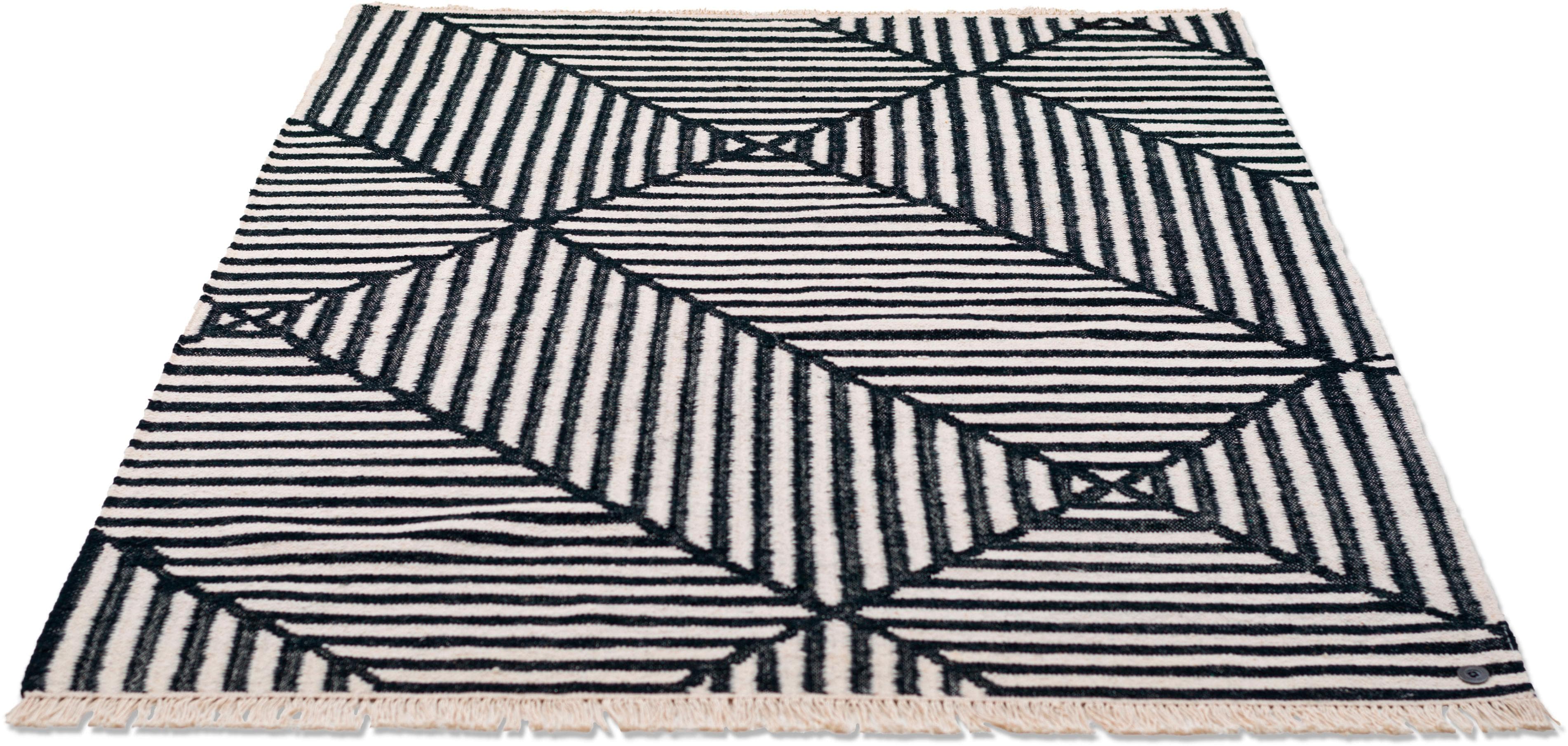 Tom Tailor HOME Teppich Criss Cross Schwarz-Weiß Boho Style Handgewebt