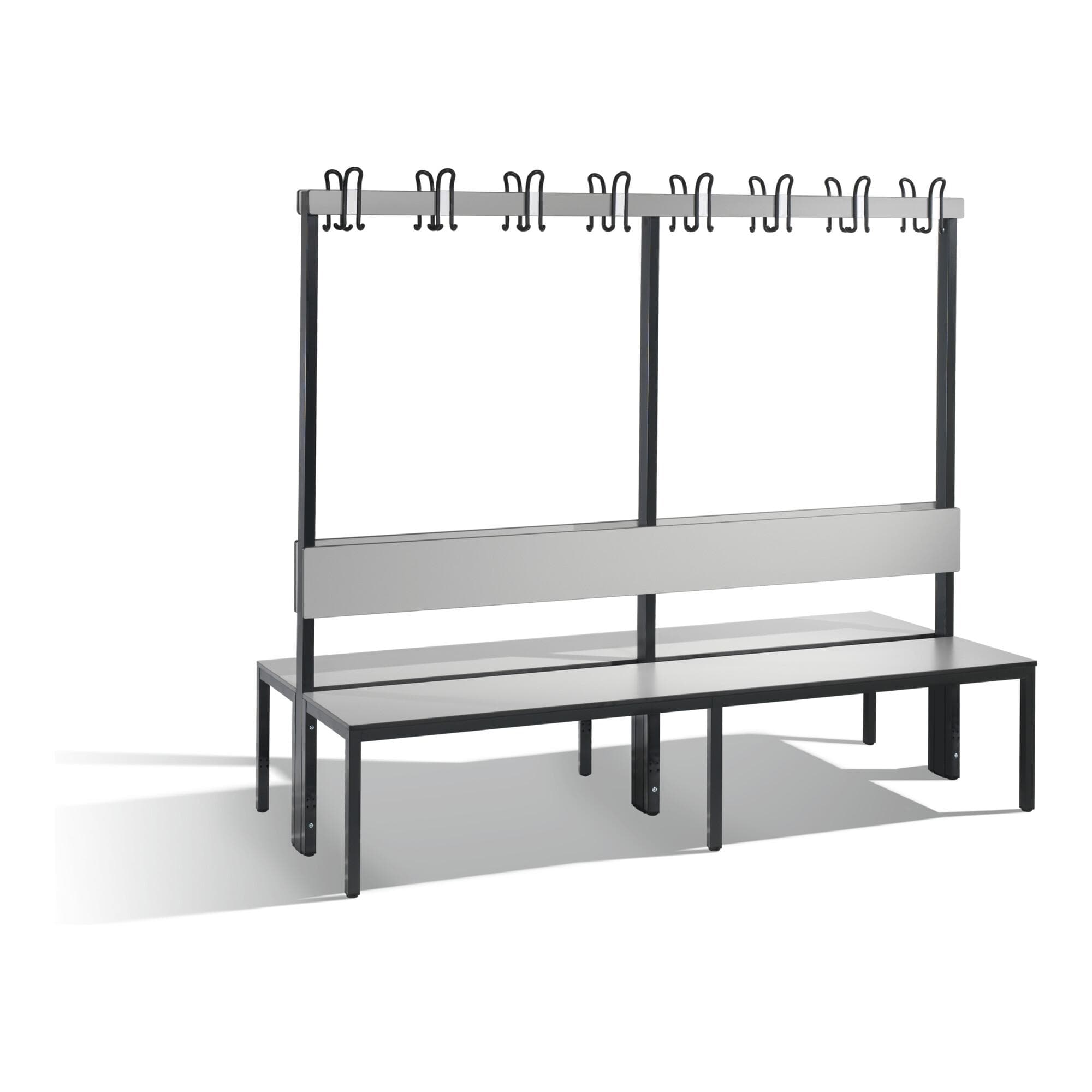 C+P Doppelseitige Garderobenbank mit Rückenlehne Basic Plus Schwarzgrau