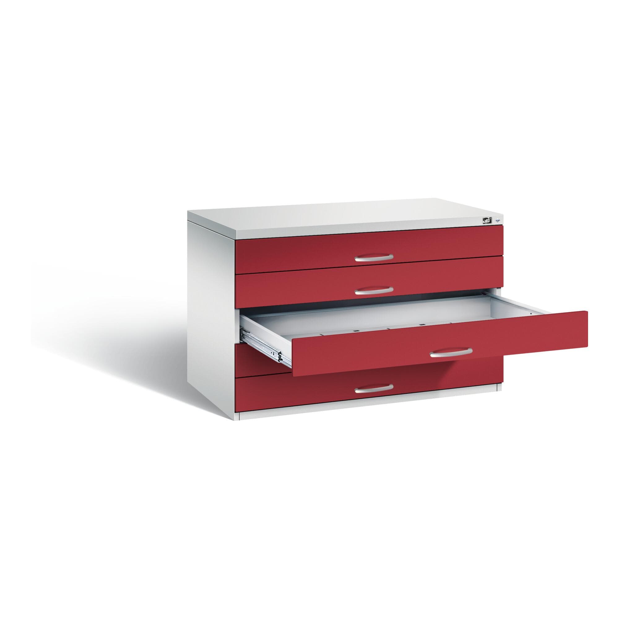 C+P Flachablageschrank Serie 7100_7200 Rubinrot Stahl
