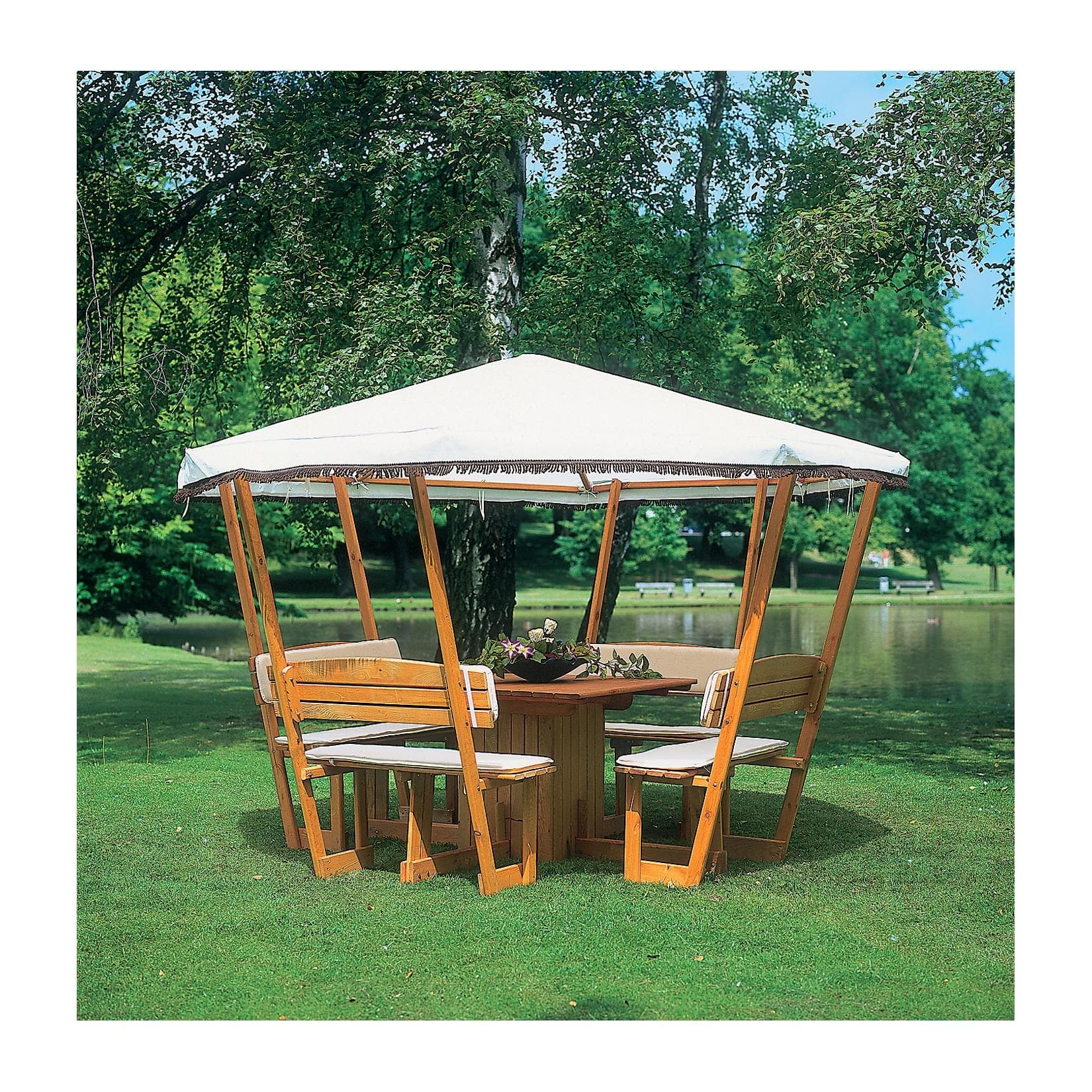 Promadino Pavillon Rosenheim mit weißem Dach, Set komplett