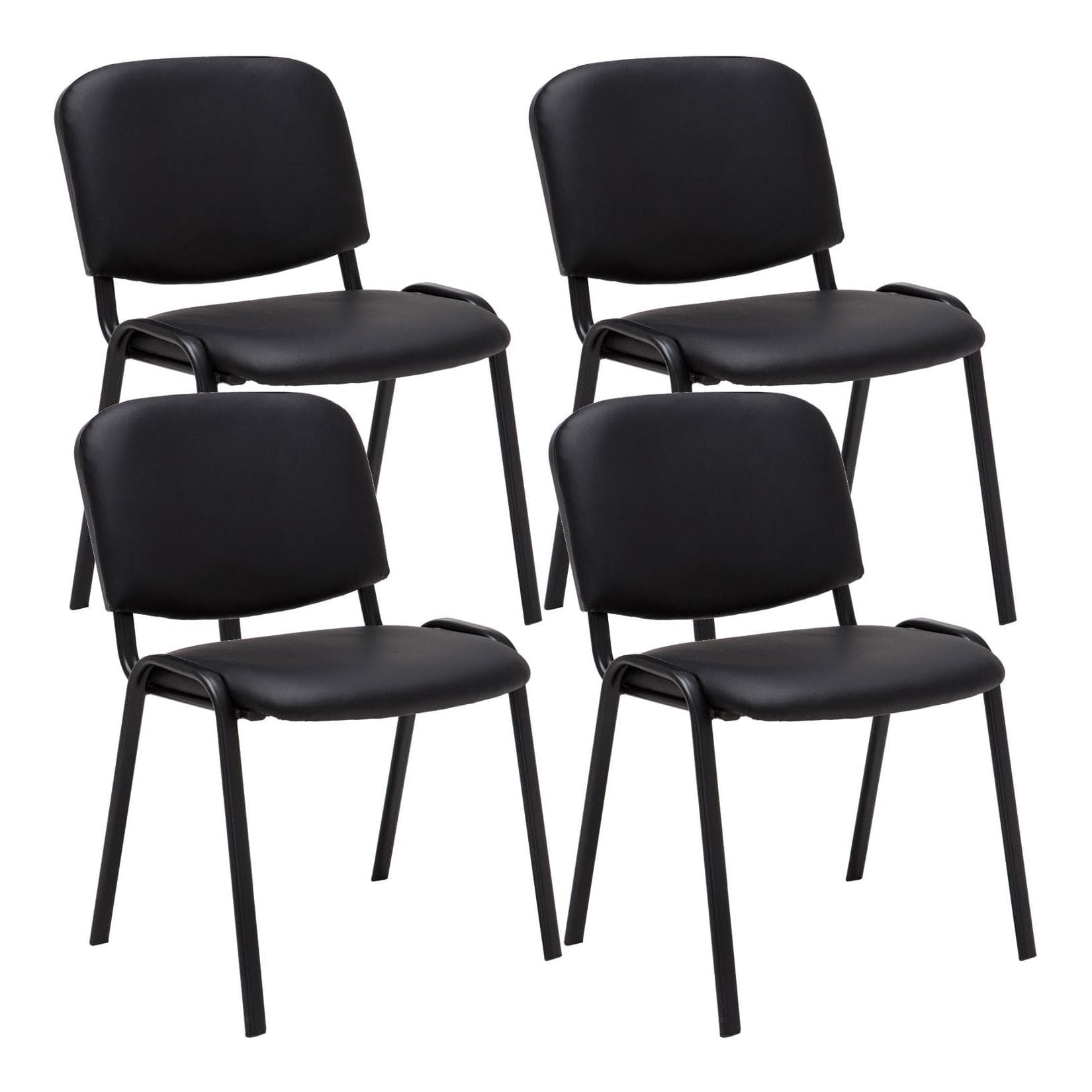TPFLiving 4er Set Besucherstuhl Keen Kunstleder Schwarz/Grau