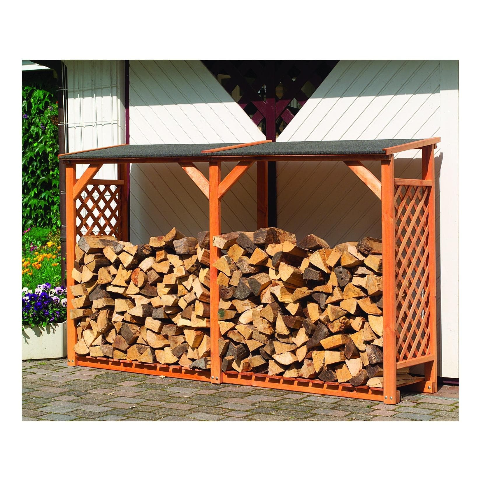 Promadino Kaminholzregal Speyer Honigbraun mit Erweiterung