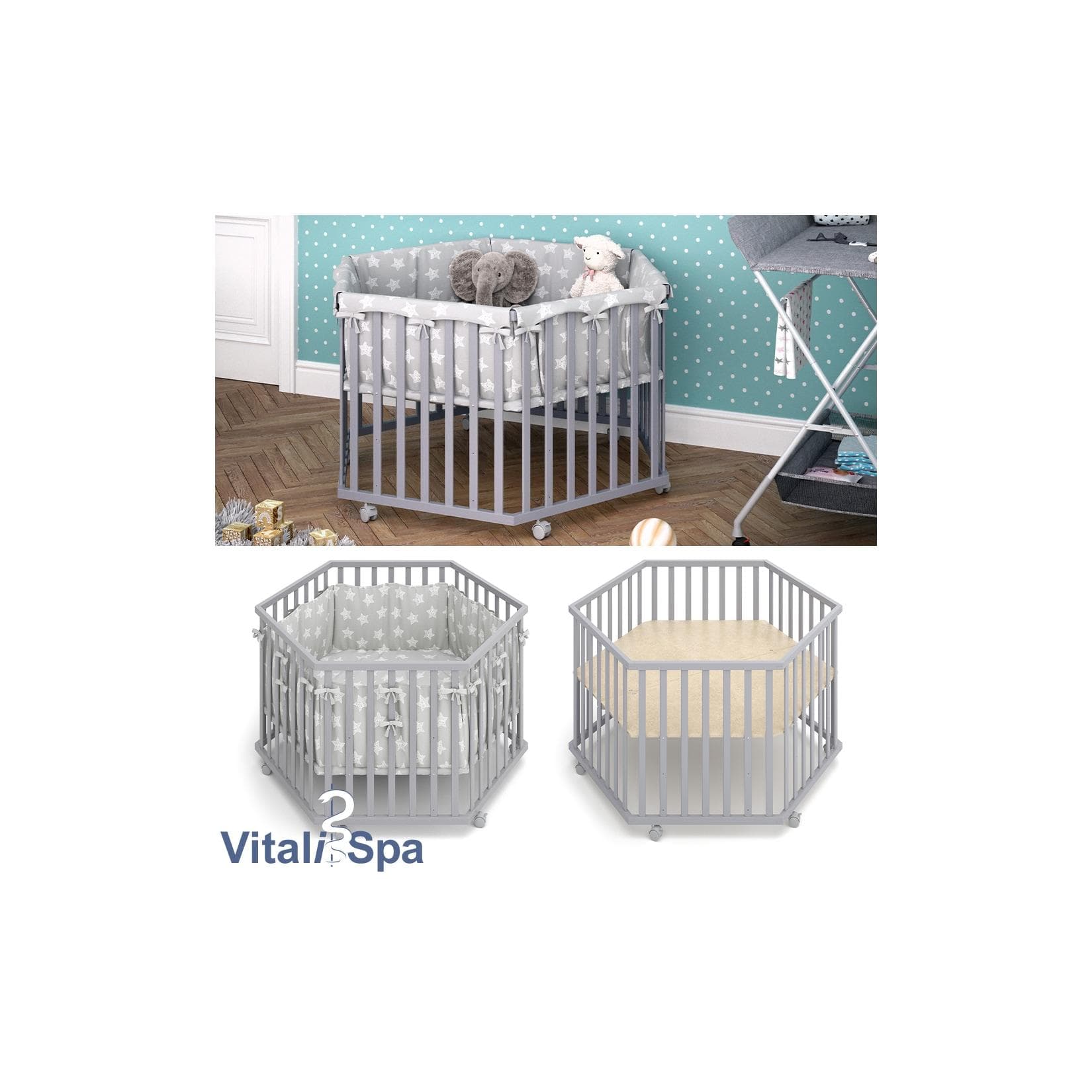 Graues Laufgitter mit 6 Ecken