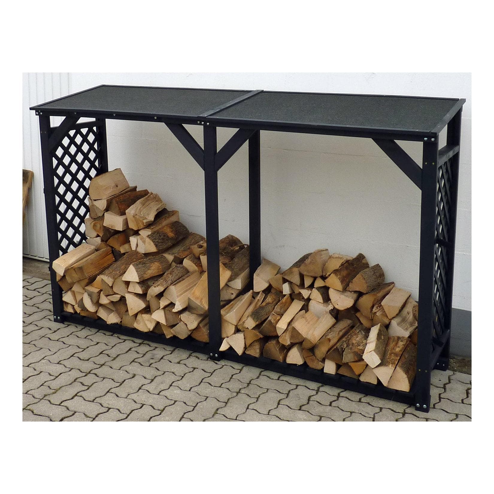 Promadino Kaminholzregal "Speyer" Anthrazit mit Erweiterung