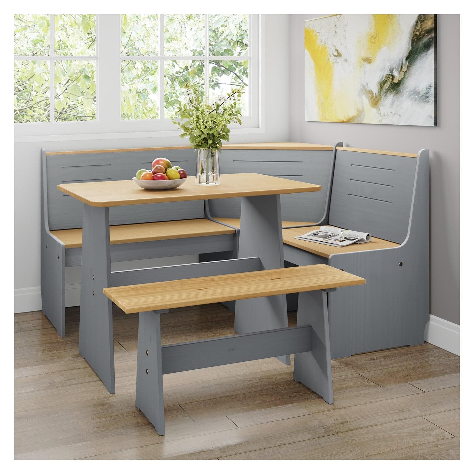 Eckbankgruppe Marija Grau - 3-teilig, Landhausstil