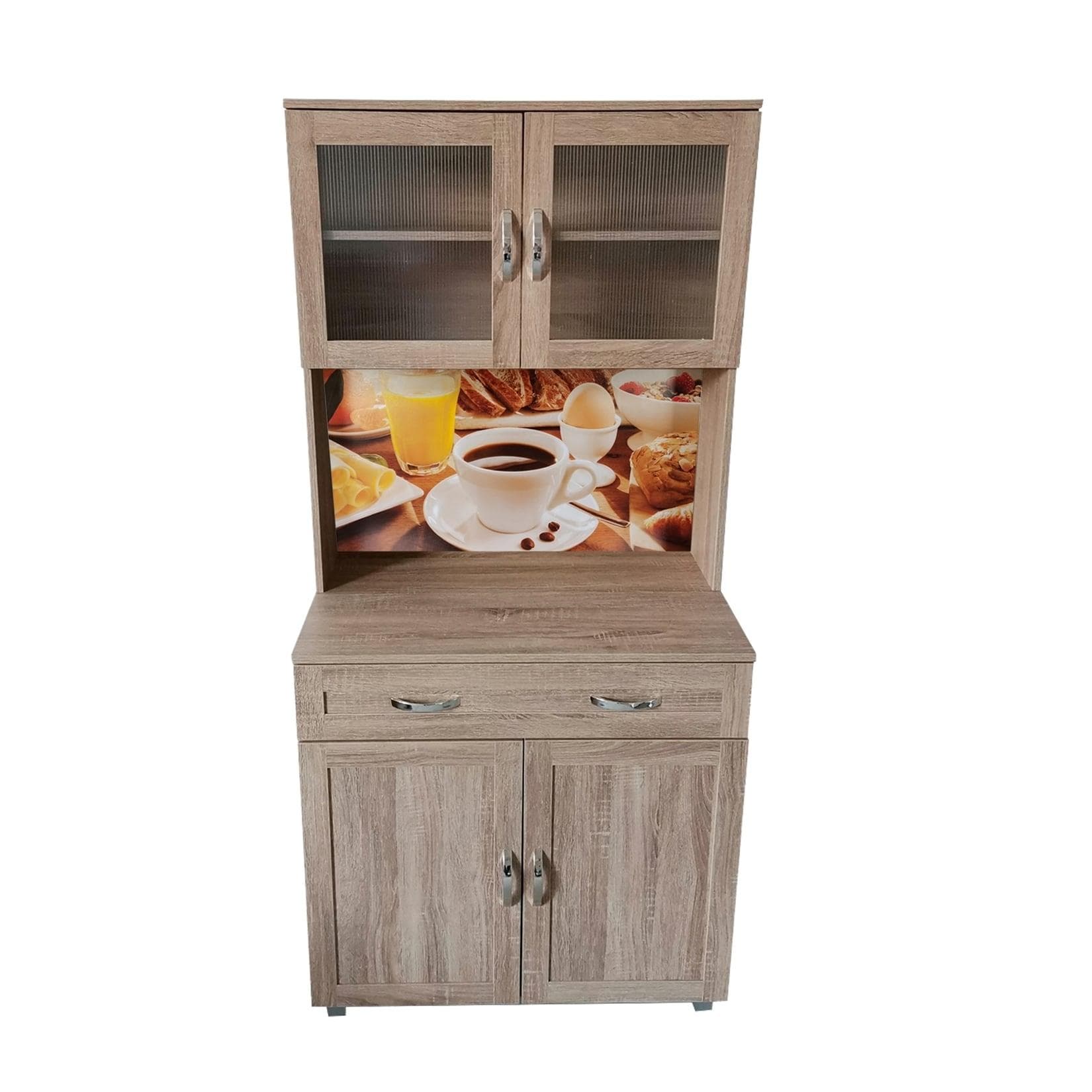 HTI-Living Hochschrank Küchenbuffet mit Glasteil Sonoma Blanca