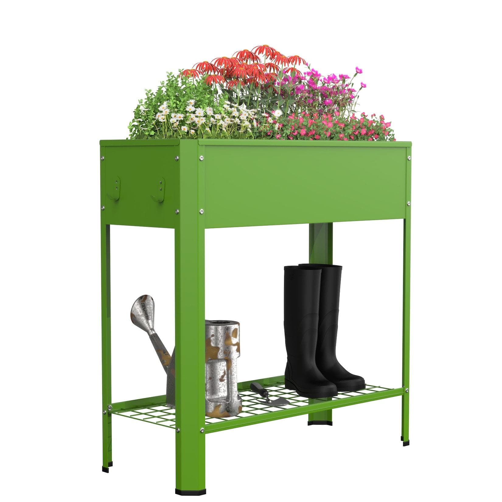 VCM Metall Hochbeet mit Ablageboden rechteckig