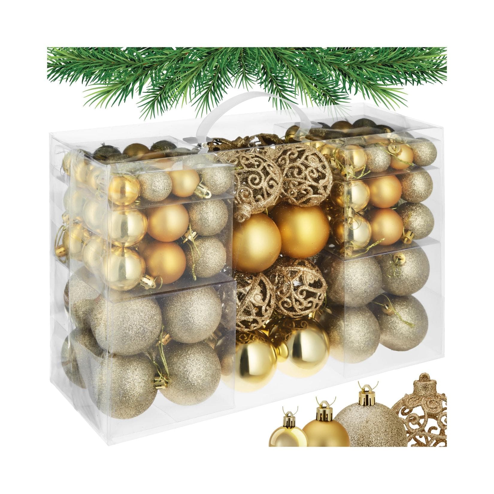 tectake Weihnachtskugeln 100er-Set Gold