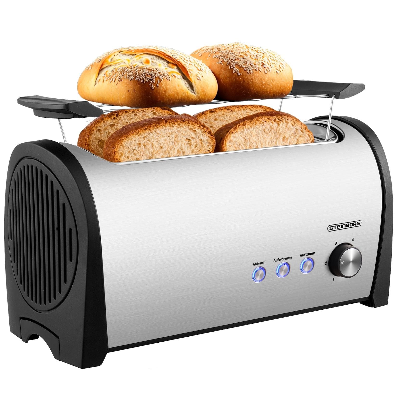 Steinborg 4 Scheiben Toaster mit Brötchenaufsatz 1400 Watt