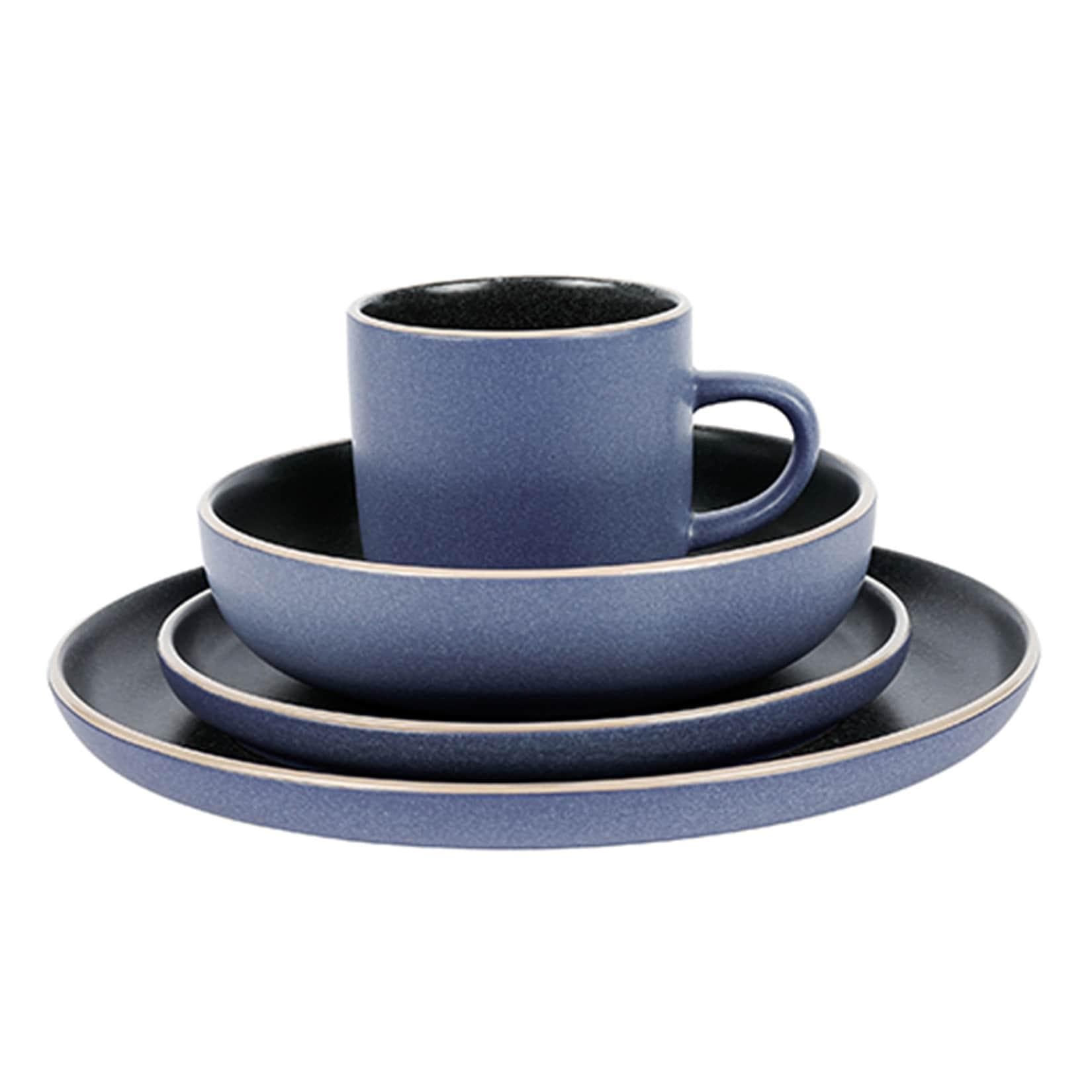 Axentia Tafelservice 16-teilig Blau/Grau Steingut