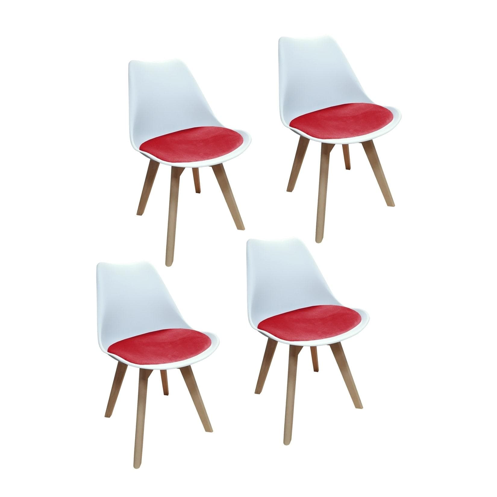 HTI-Living Esszimmerstuhl Set 4er Weiß/Rot Samt