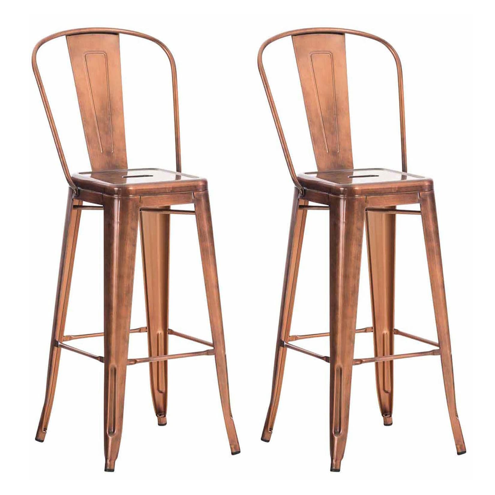 Schwarzer Barhocker mit Goldakzenten und Rückenlehne (Set von 2)