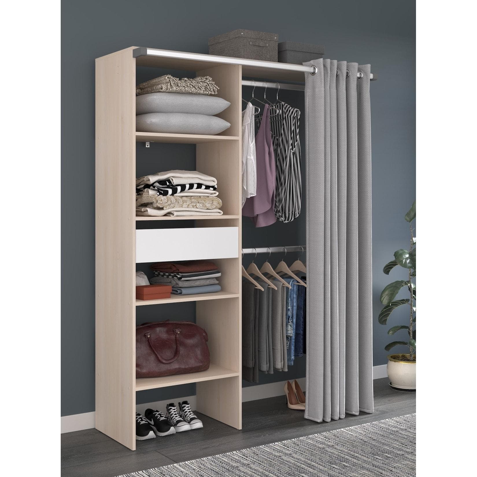 Bari 2 Kleiderschrank aus massiver Akazie