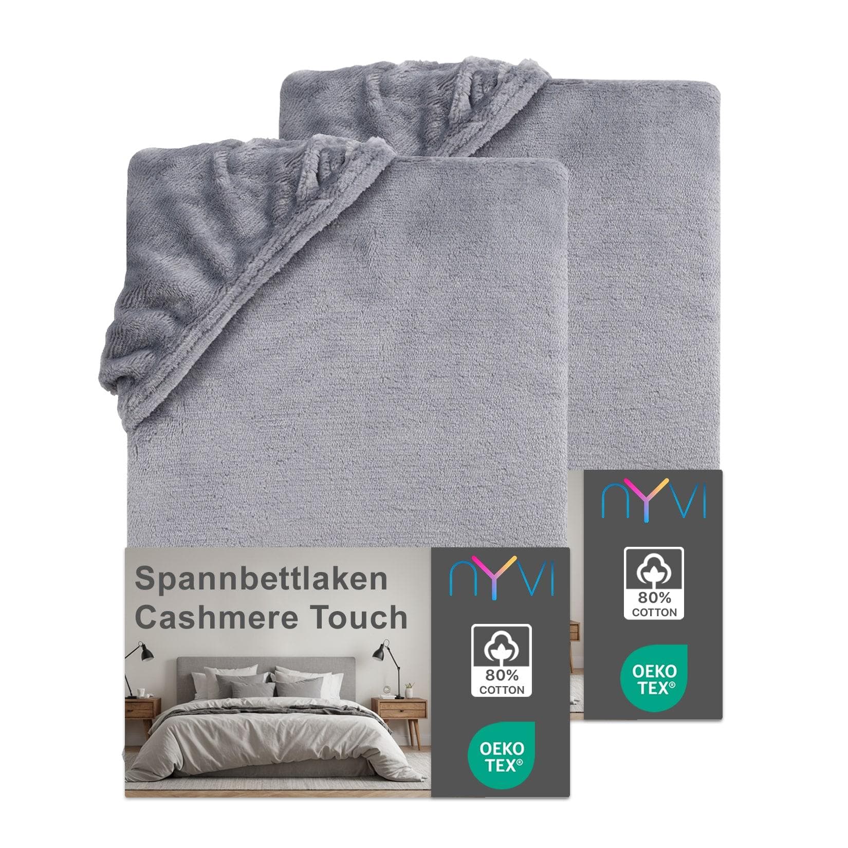 NYVI Spannbettlaken DreamScience Cashmere Touch Spannbetttuch - Kuschelweiches & Wärmendes Bettlaken