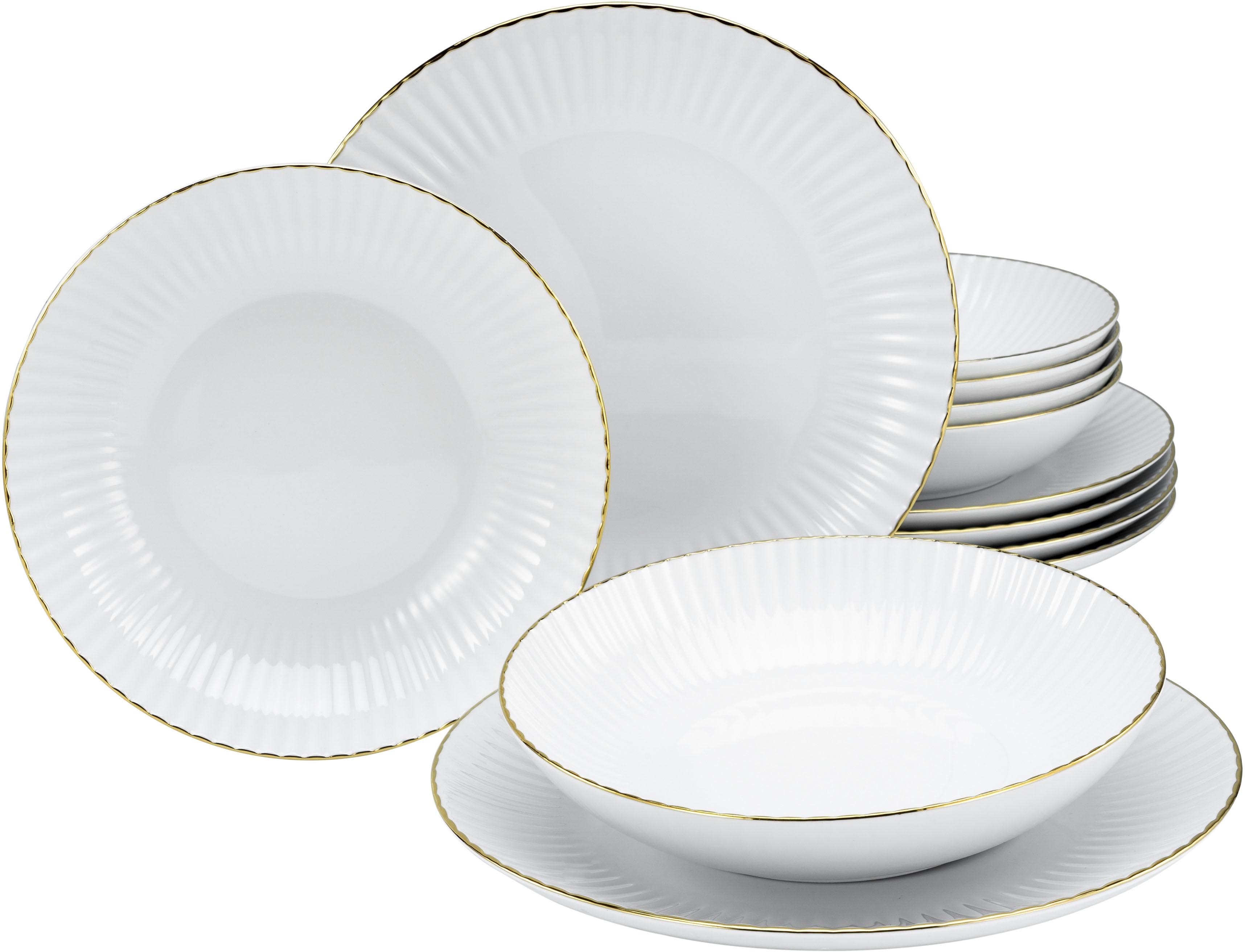 Tafelservice MY HOME Elisetta Gold Porzellan 12 Teile