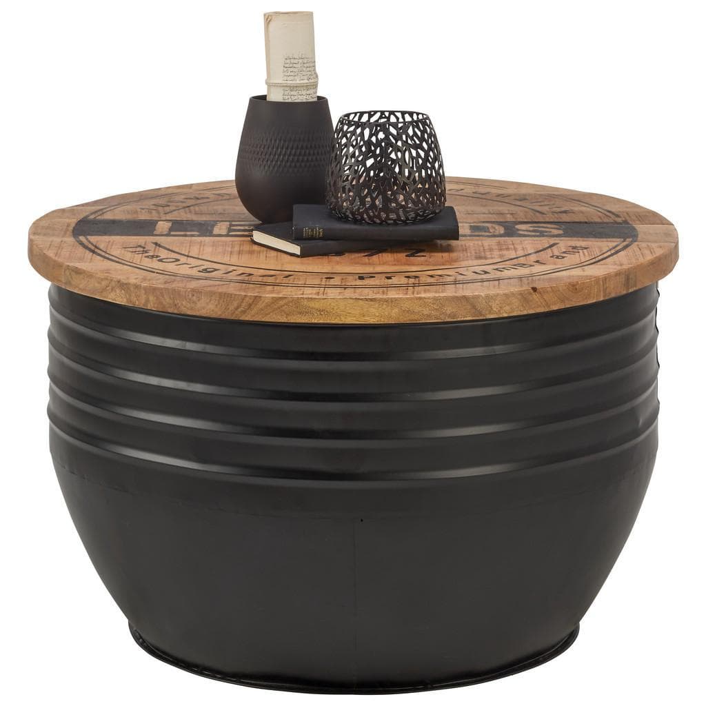 Ambia Home Couchtisch Mangoholz Massiv Schwarz Rund