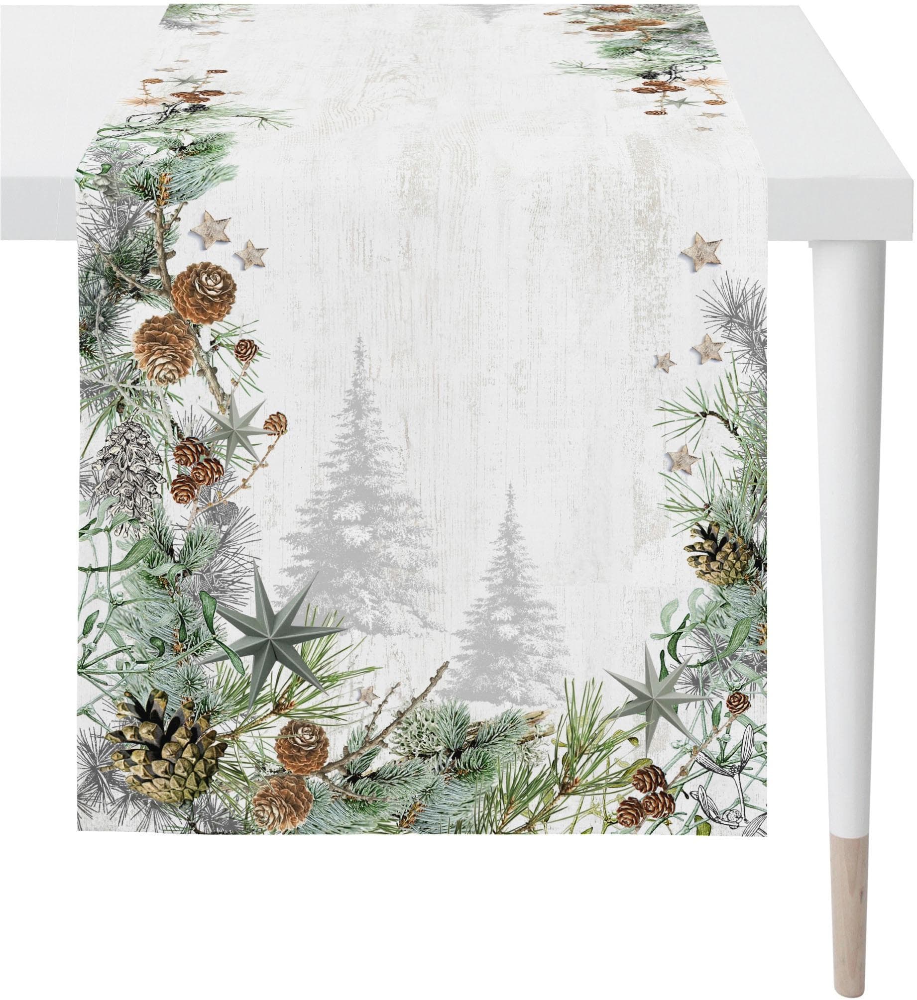 Apelt Tischläufer Winterwelt Grau Grün 48x140cm