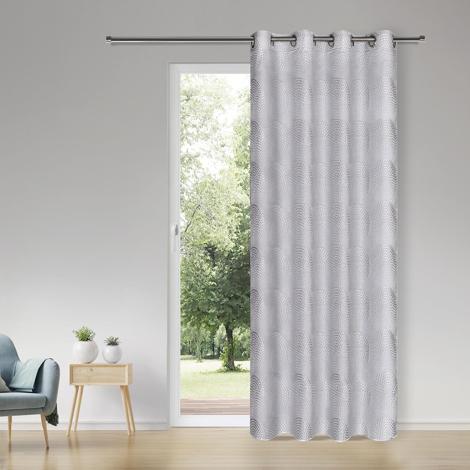 GERSTER Vorhang Zelia Silber Ösenschal Blickdicht Polyester