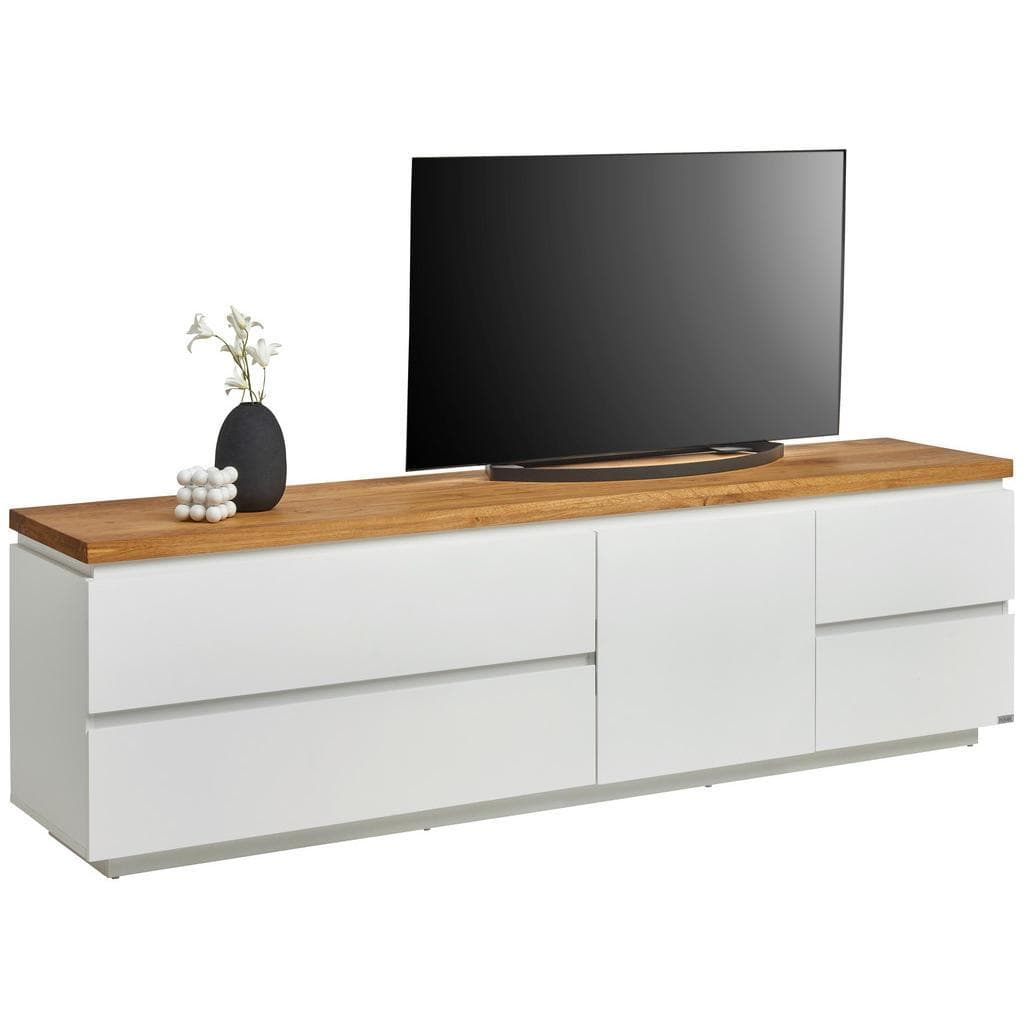 Novel Lowboard Weiß Eiche Massiv 195x58x42 cm