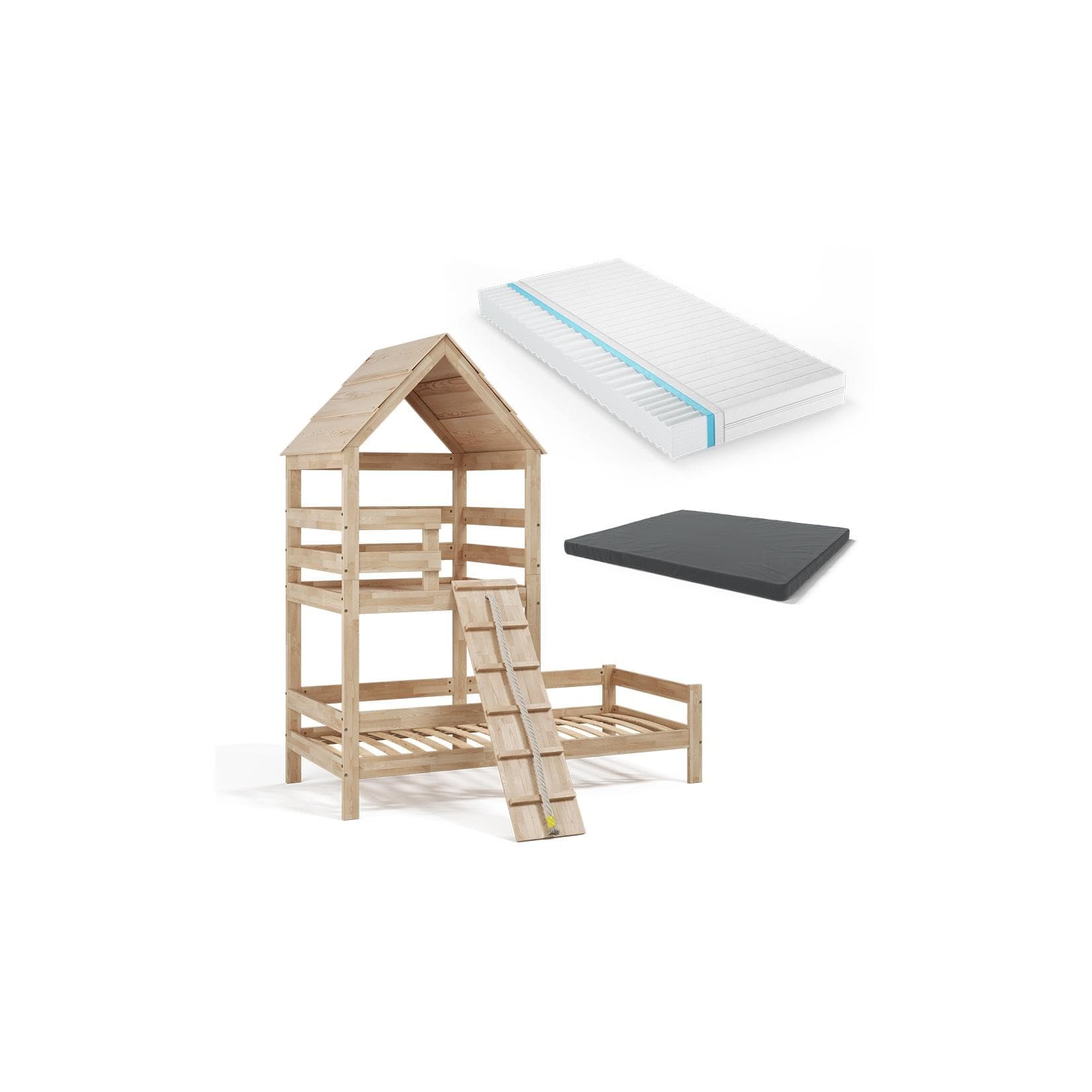 Kinderbett Teddy 90x200cm mit Matratze Spielbett Jugendbett