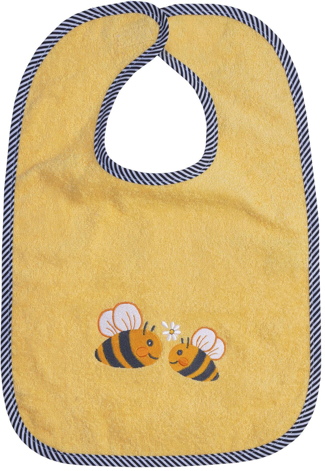 Wörner Lätzchen Bienen Klett Baby gelb Baumwolle