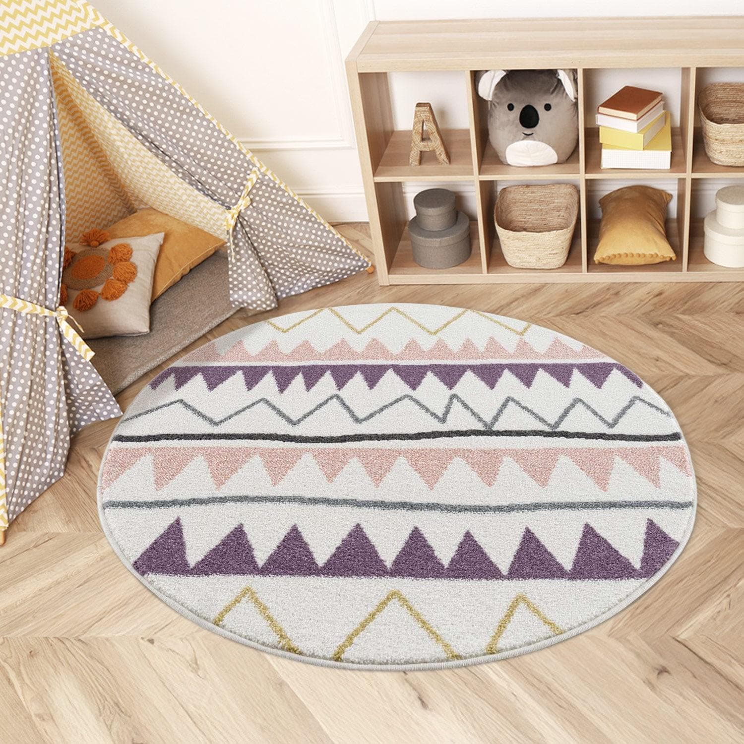 CARPET CITY Kinderteppich Anime9382 Beige Rund Polypropylen