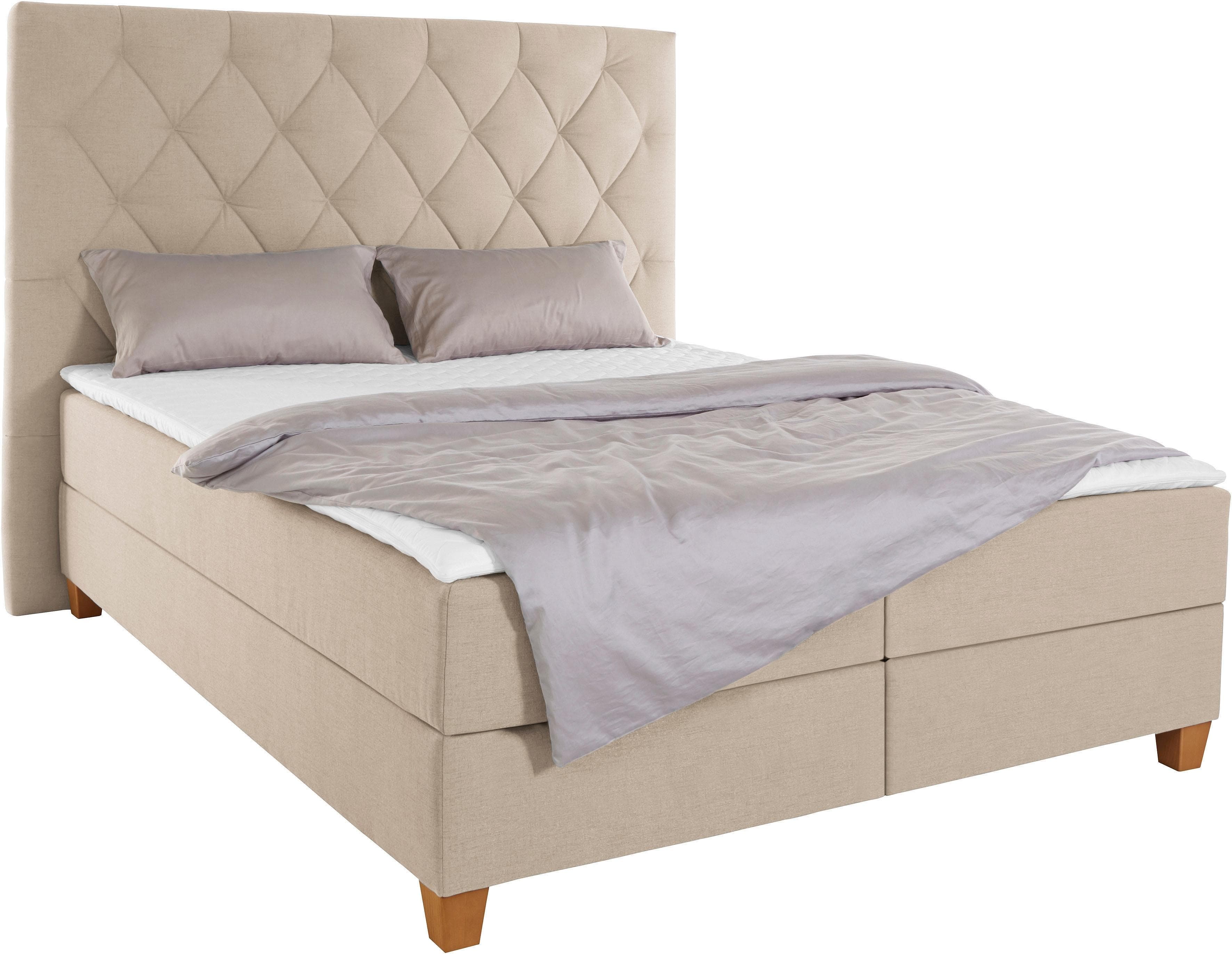 HOME AFFAIRE Boxspringbett Harmones hoch Beige 183x210 cm