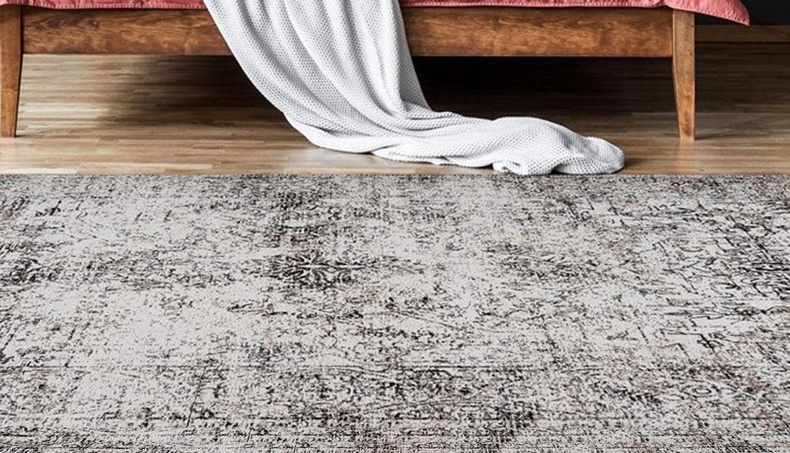 Teppich CALO-DELUXE Bello 600 Vintage Design Anthrazit Creme