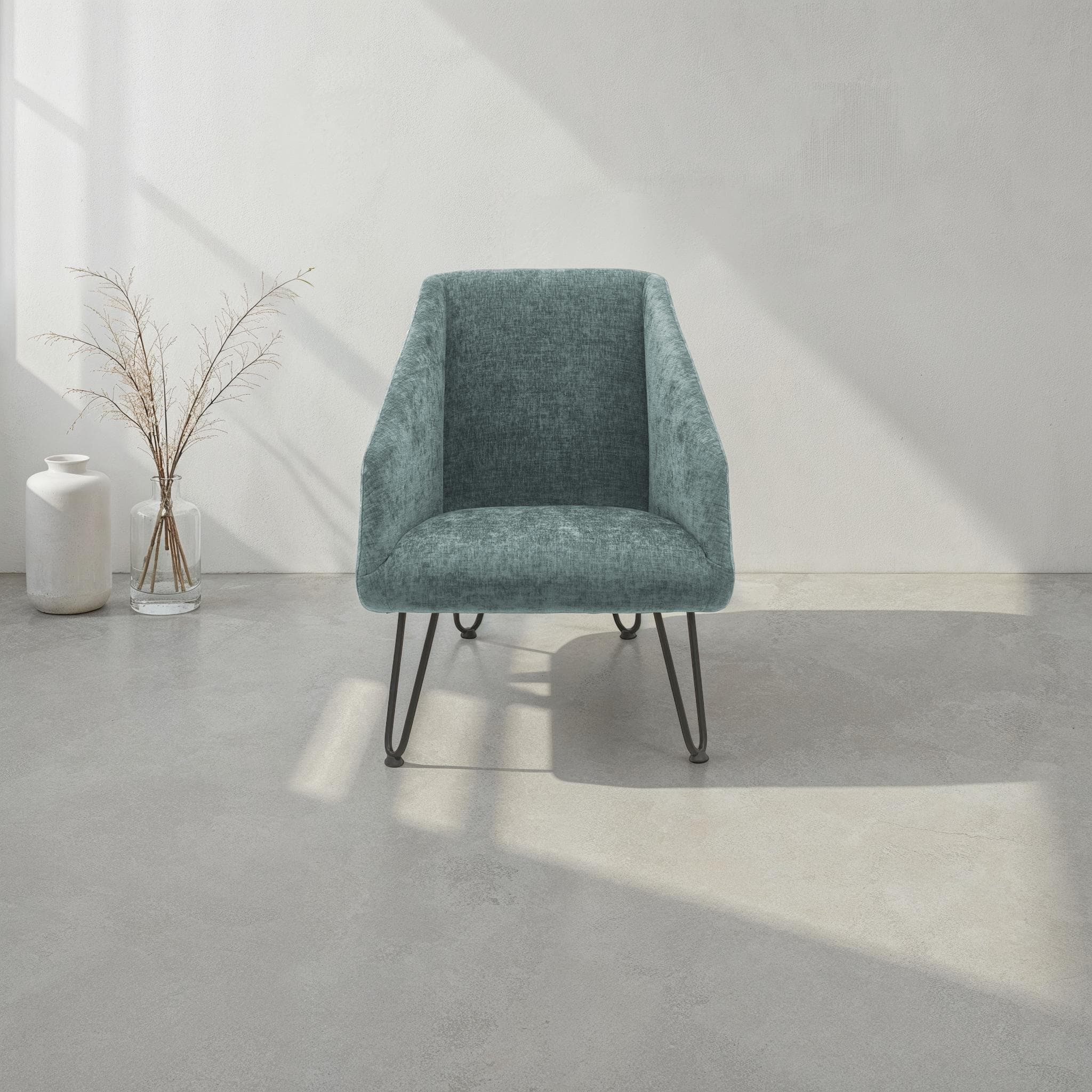DOMO COLLECTION Delft Loungesessel Retro Metallbeine Schwarz Blau