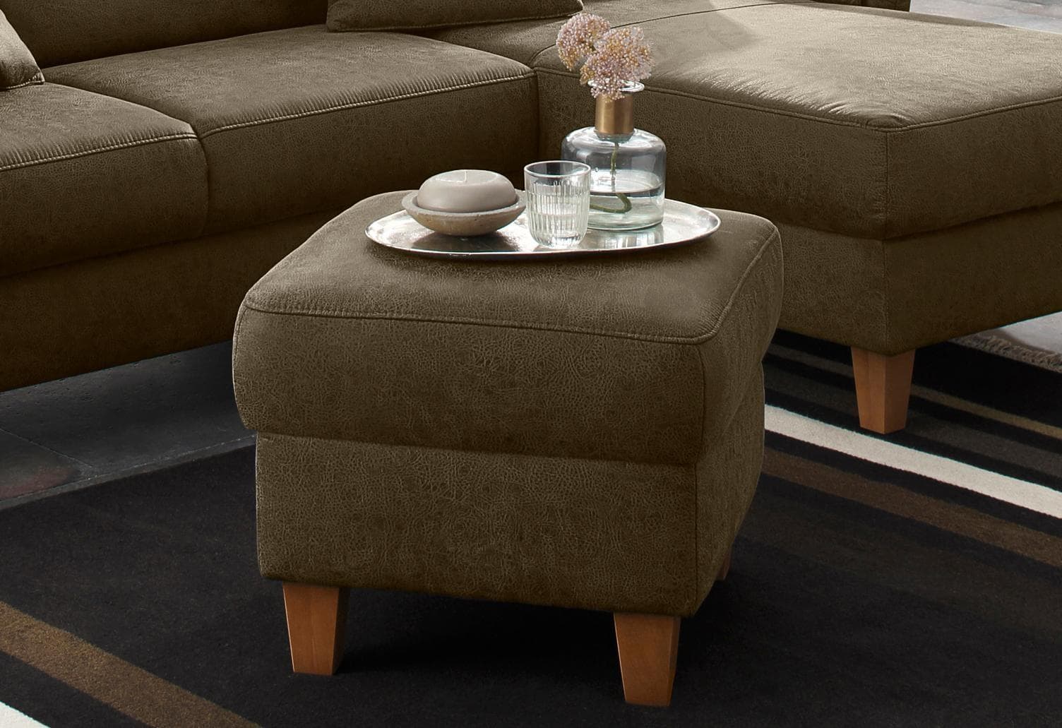 Home Affaire Polsterhocker Palma mit Stauraum Oliv