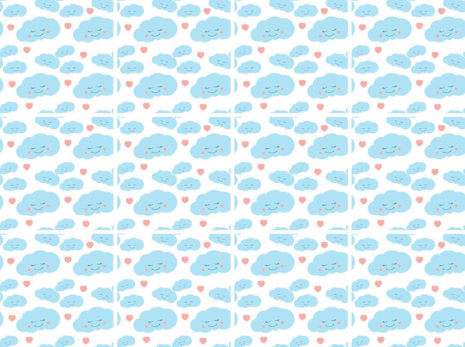 Fliesenaufkleber Wolken Blau/Rosa 15x15 cm