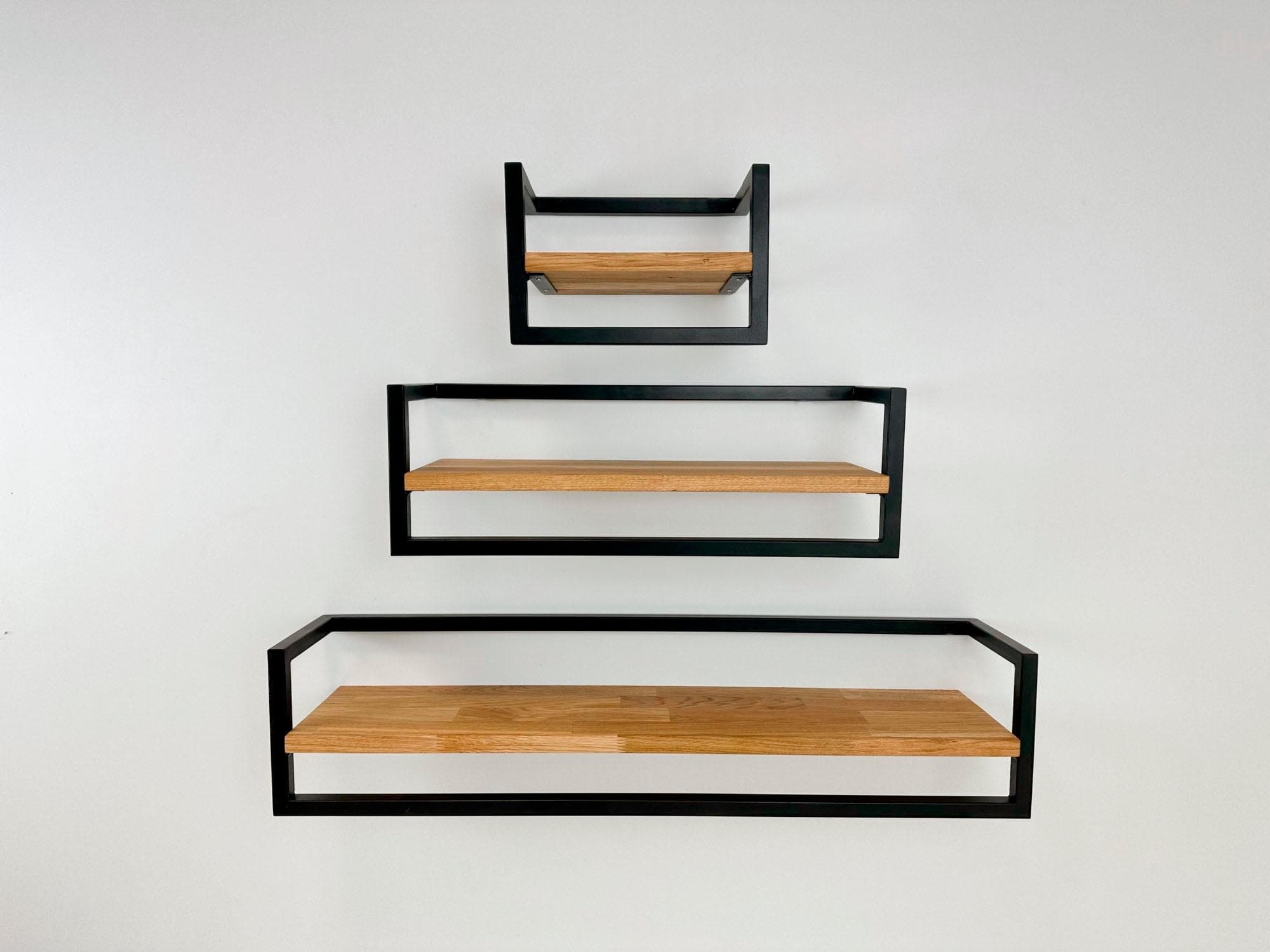 Wandregal ANDAS Kemi Eiche Metall Schwarz Braun