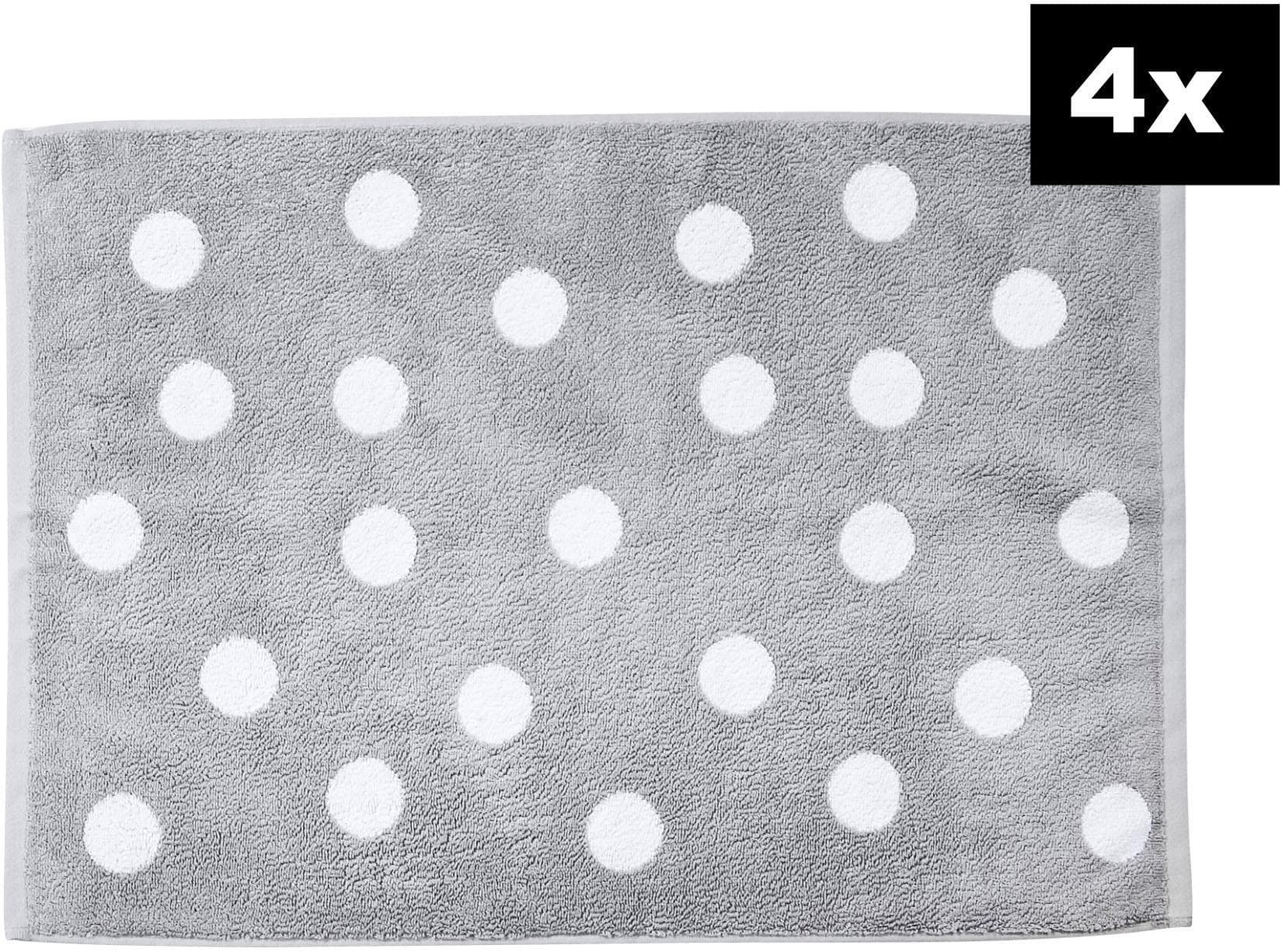 done. Badematte DAILY SHAPES Dots 4er-Set Silber Jacquardgewebt