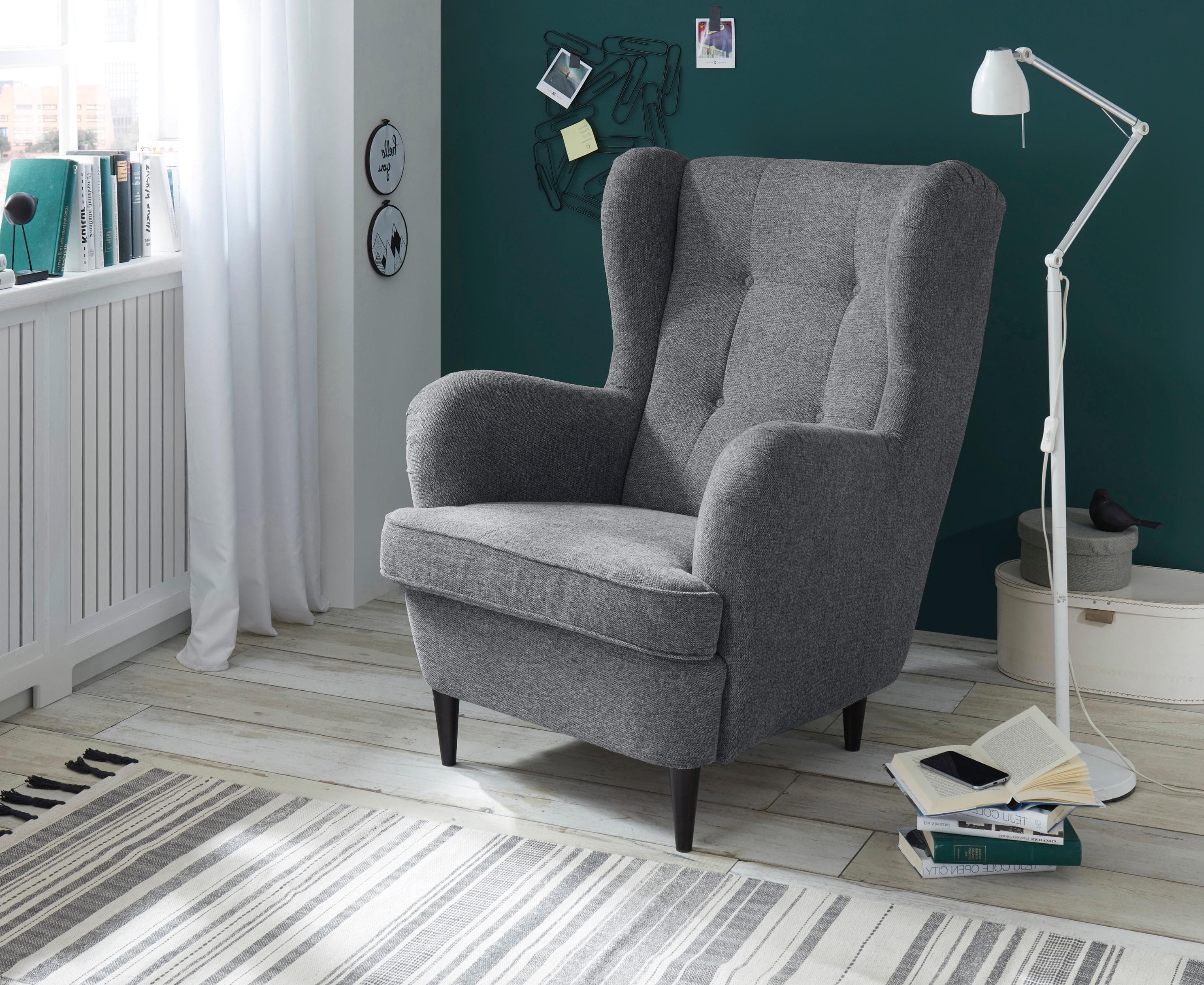 Ohrensessel Oskar ED EXCITING DESIGN Anthrazit Polyester