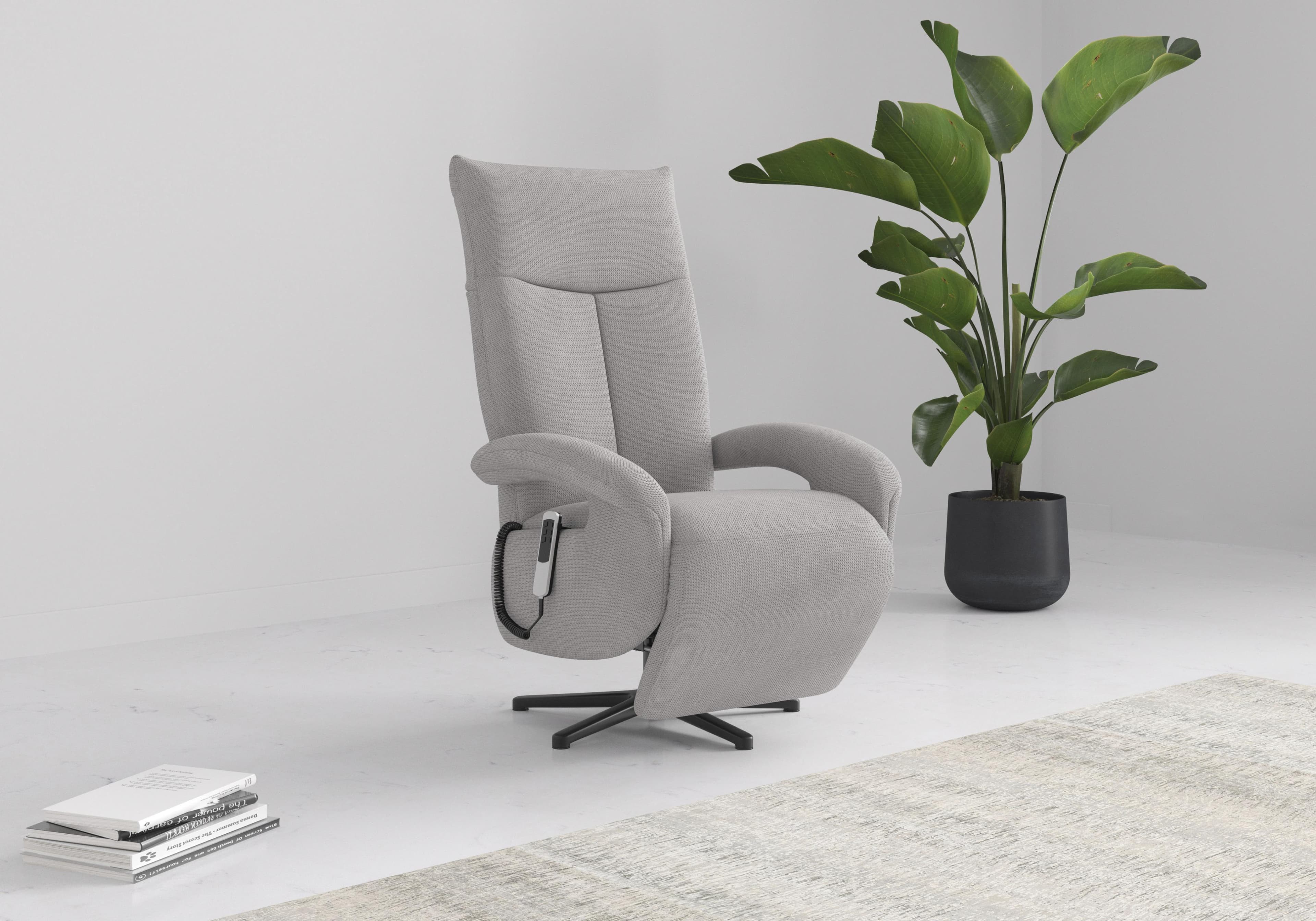SIT & MORE TV-Sessel Amica Silber mit Aufstehhilfe & Drehfunktion