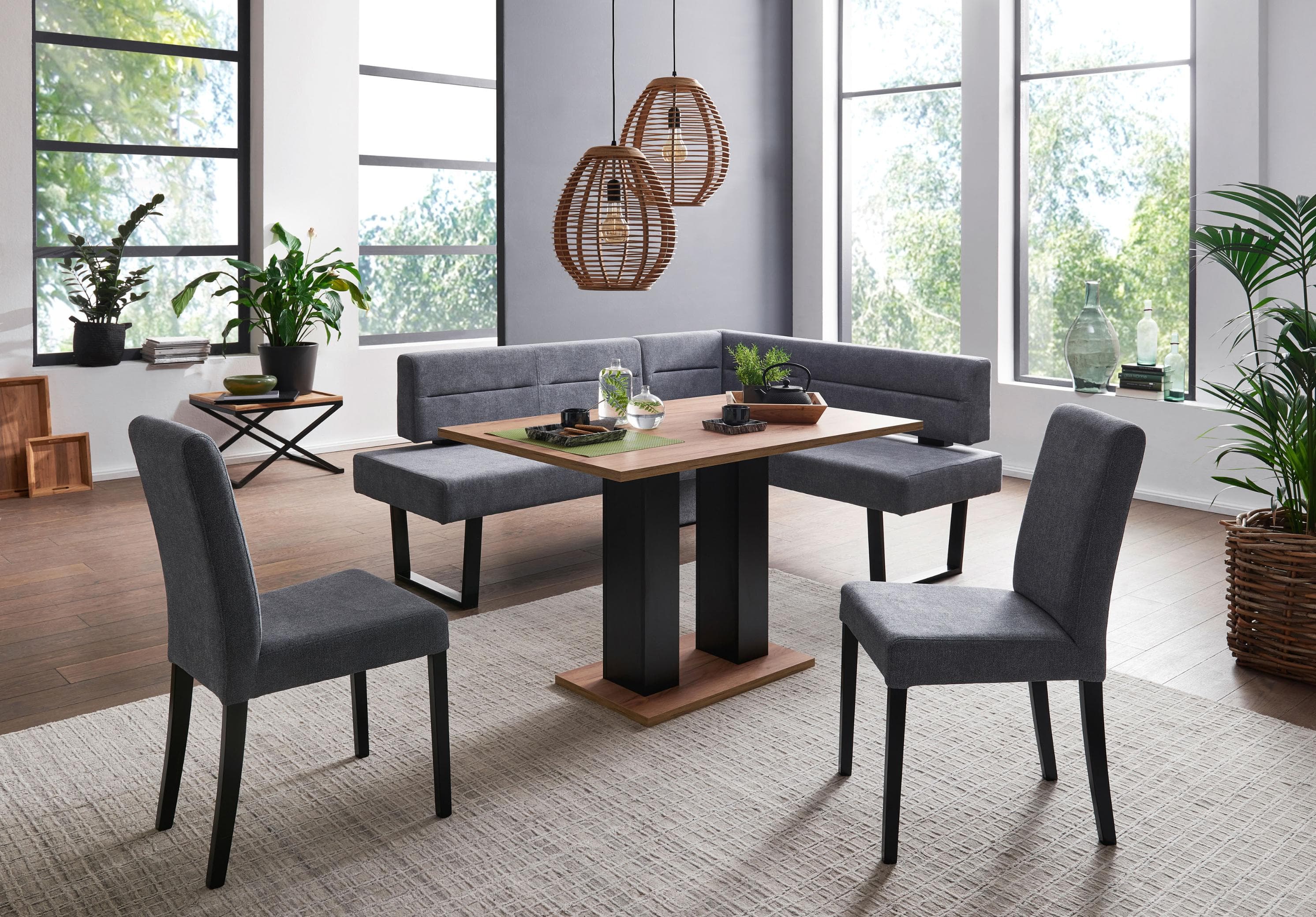 massivline&more Eckbankgruppe Martina 5-tlg. Blau/Grau Polsterung