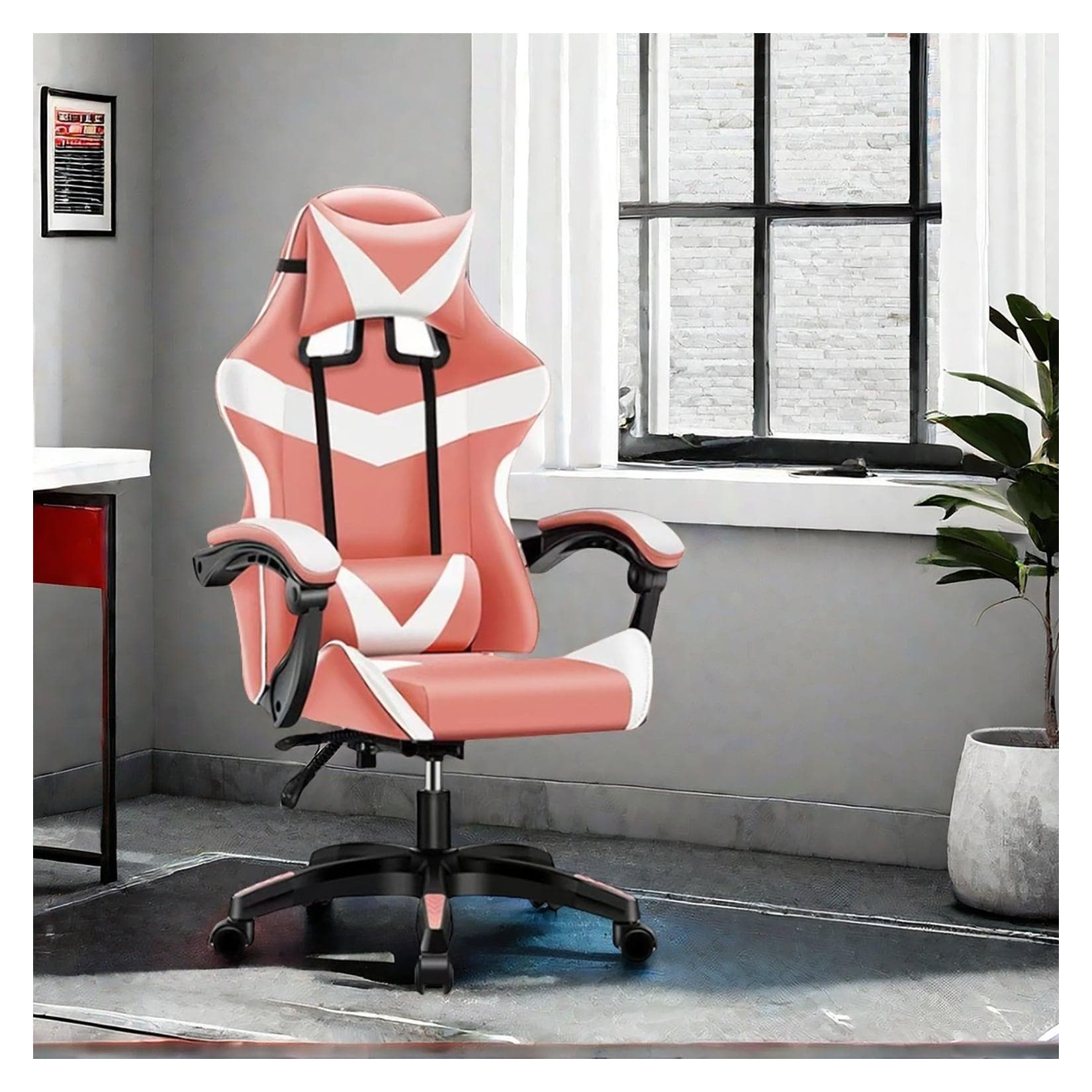 HTI-Living Bürostuhl Pink/Weiß Krit Power Gaming Stuhl