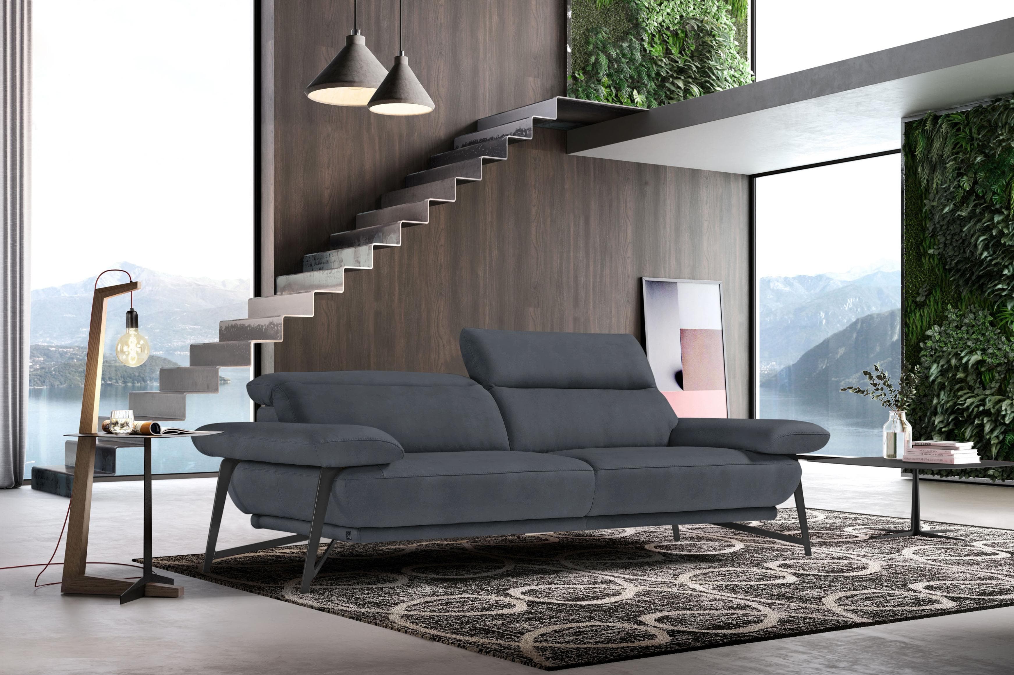 EGOITALIANO Anais 2,5-Sitzer Sofa Dunkelgrau Luxus-Microfaser