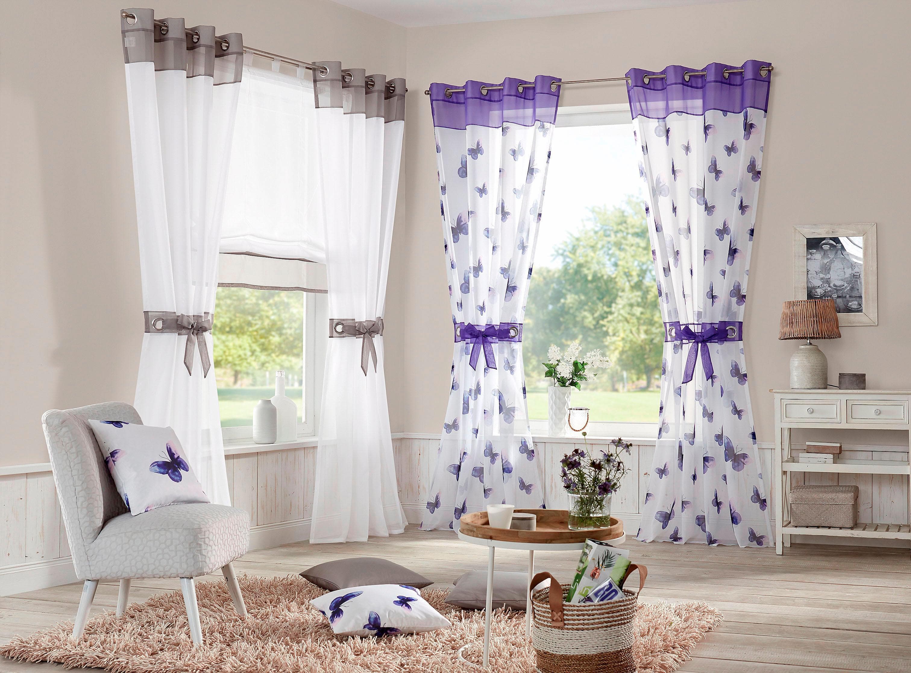 My Home Gardine Villars Grau Voile Polyester