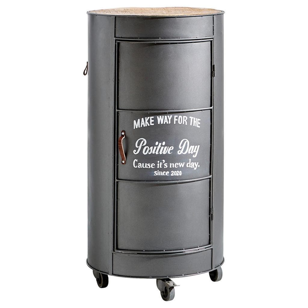 Landscape Barelement Anthrazit Leder Mangoholz Massiv 120x60x60 cm Esszimmer Barmöbel