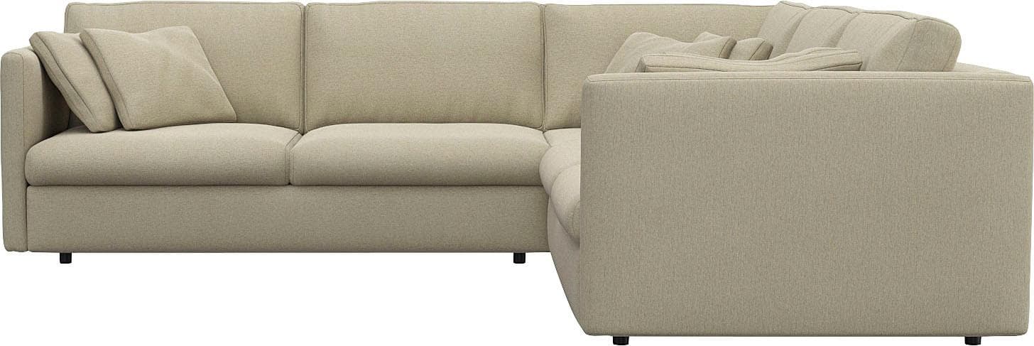 FLEXLUX Ecksofa Lovane Beige Chenille mit Dekokissen