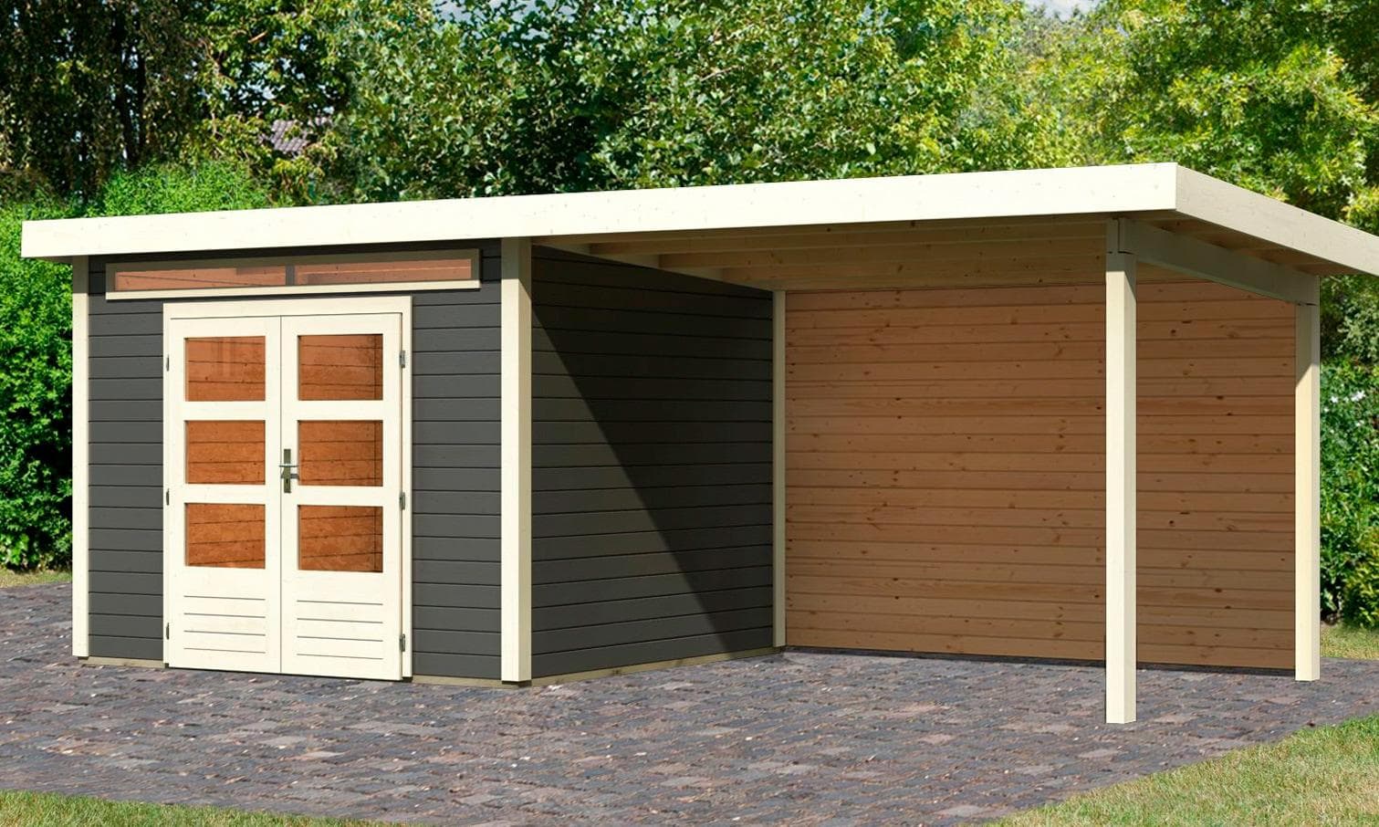 Gartenhaus KARIBU "Ammersee 4" Terragrau Pultdach