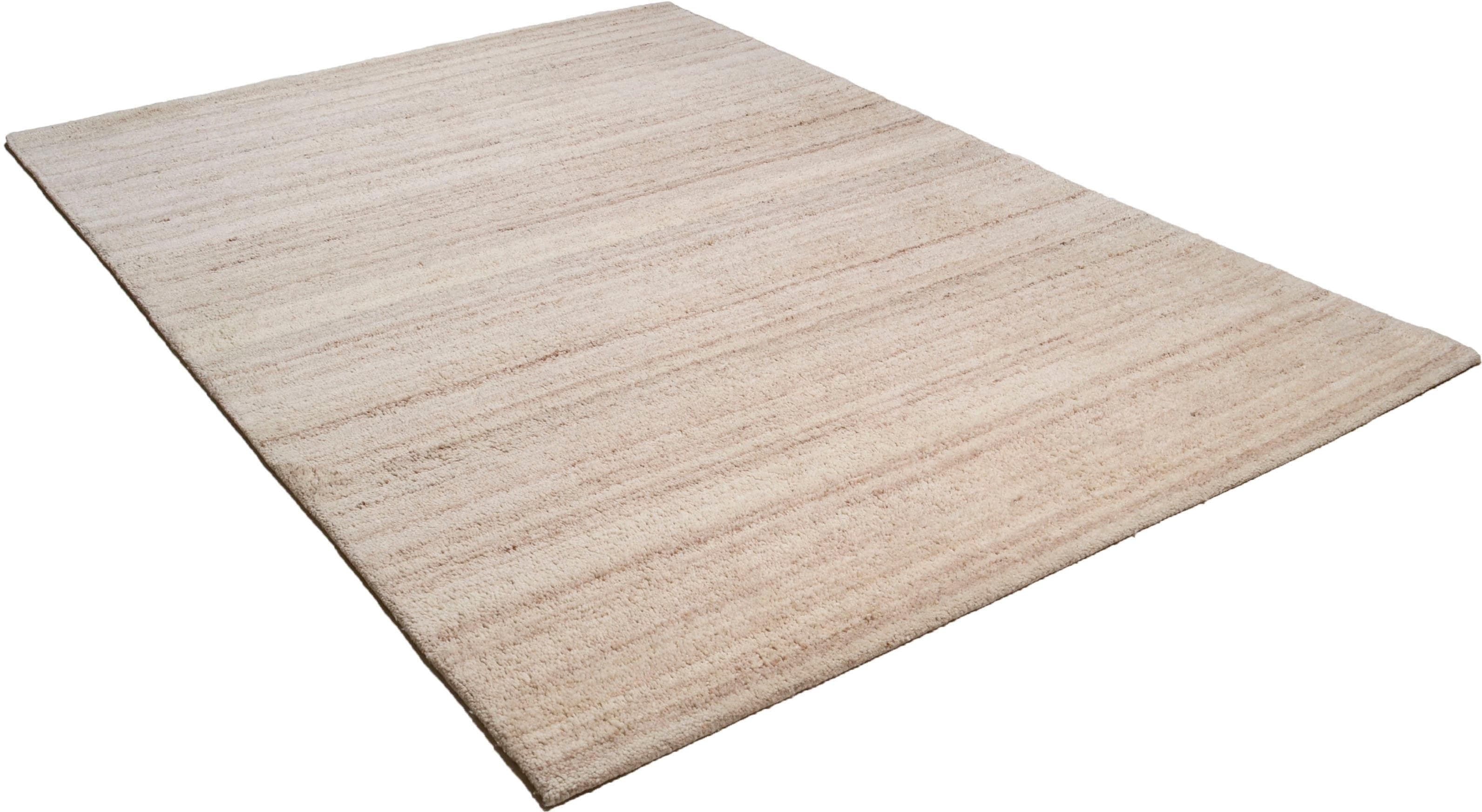 THEKO Wollteppich Royal Berber Uni Beige Grau Handgetuftet