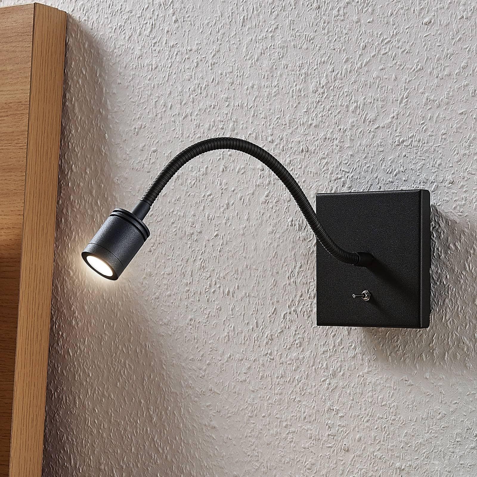 Lindby LED-Wandlampe Mayar, Schwarz, Metall, Leselampe