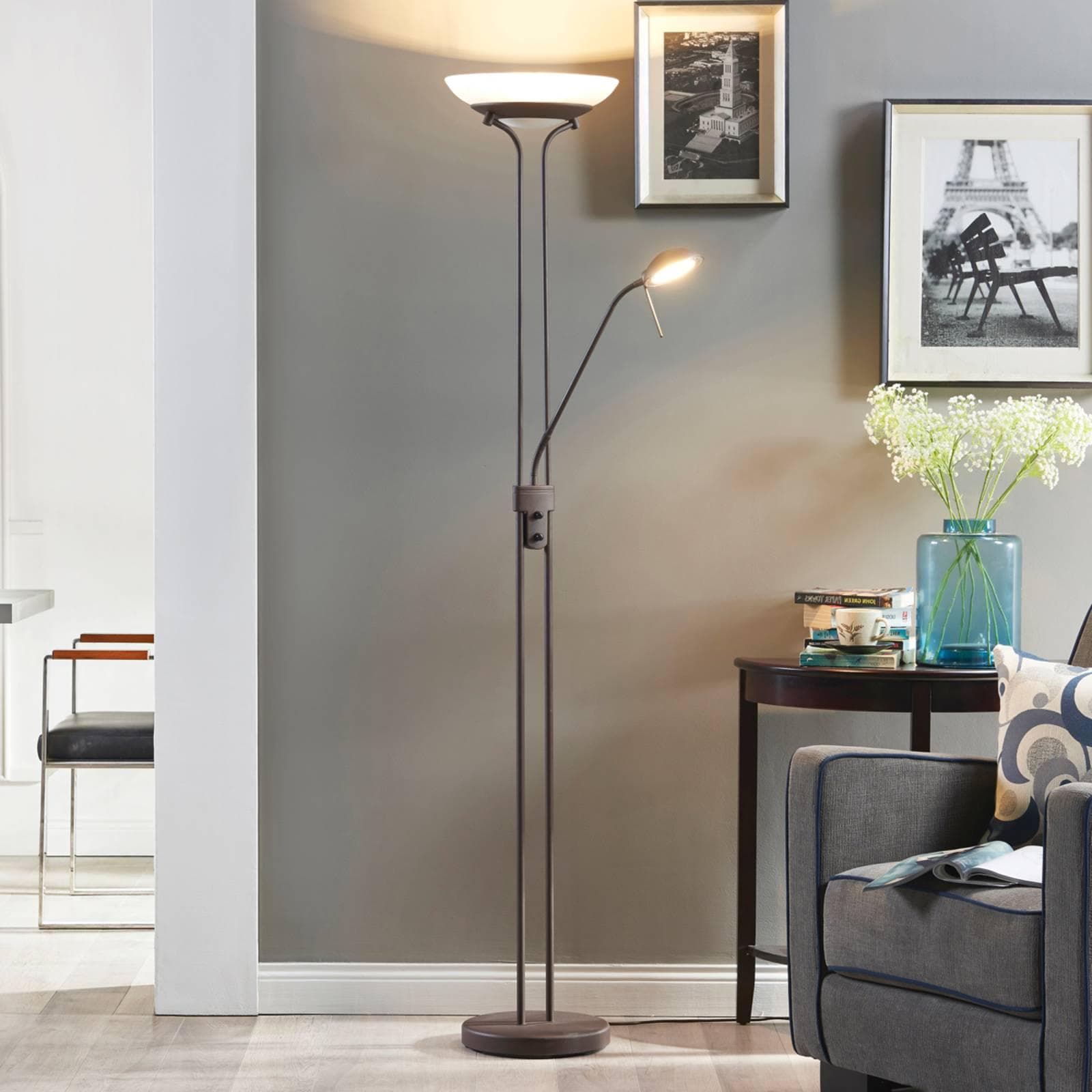 Lindby LED-Stehlampe Yveta Rostfarben Dimmbar Leselampe