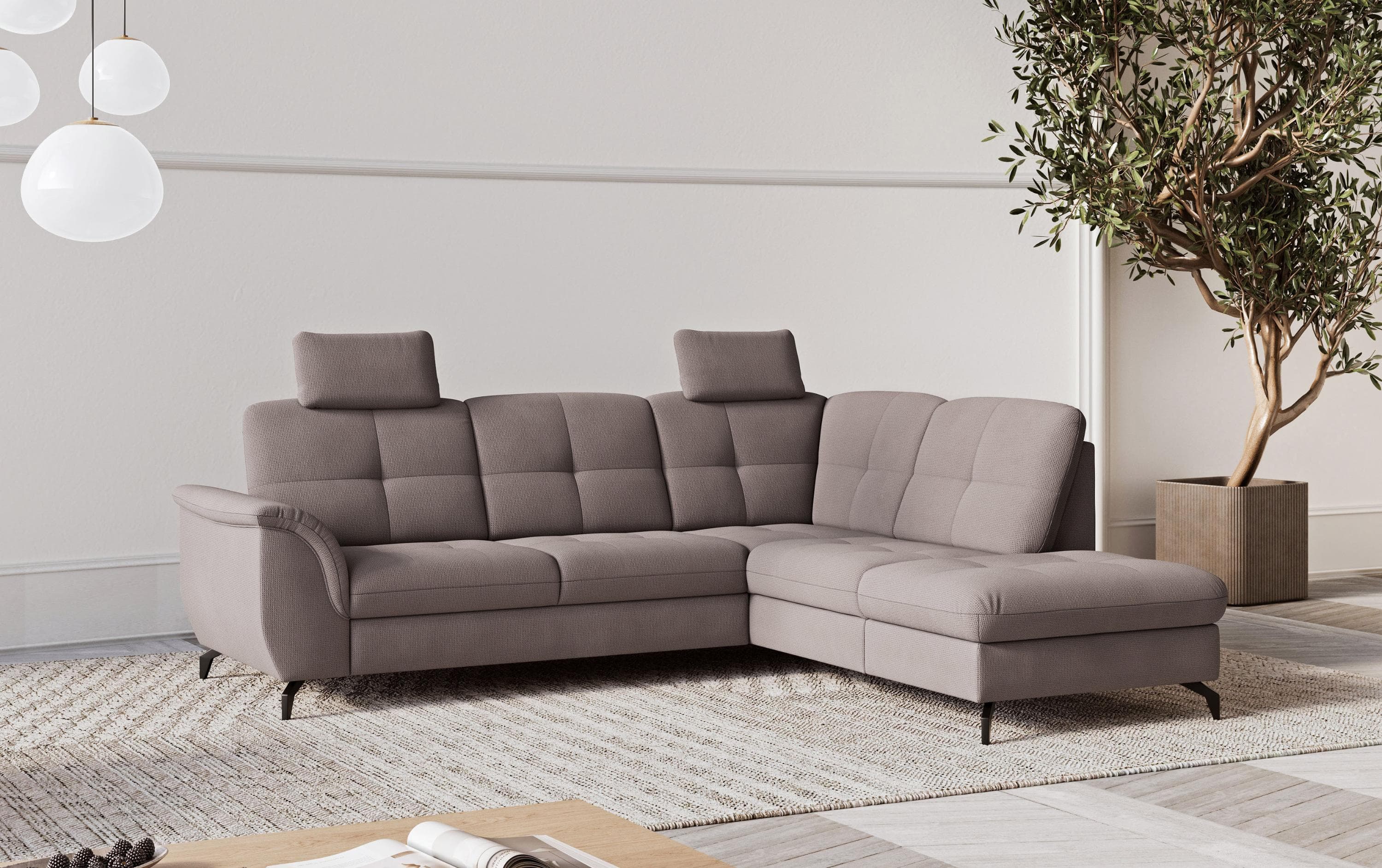 SIT & MORE Ecksofa Zora Grau Taupe mit Bettfunktion