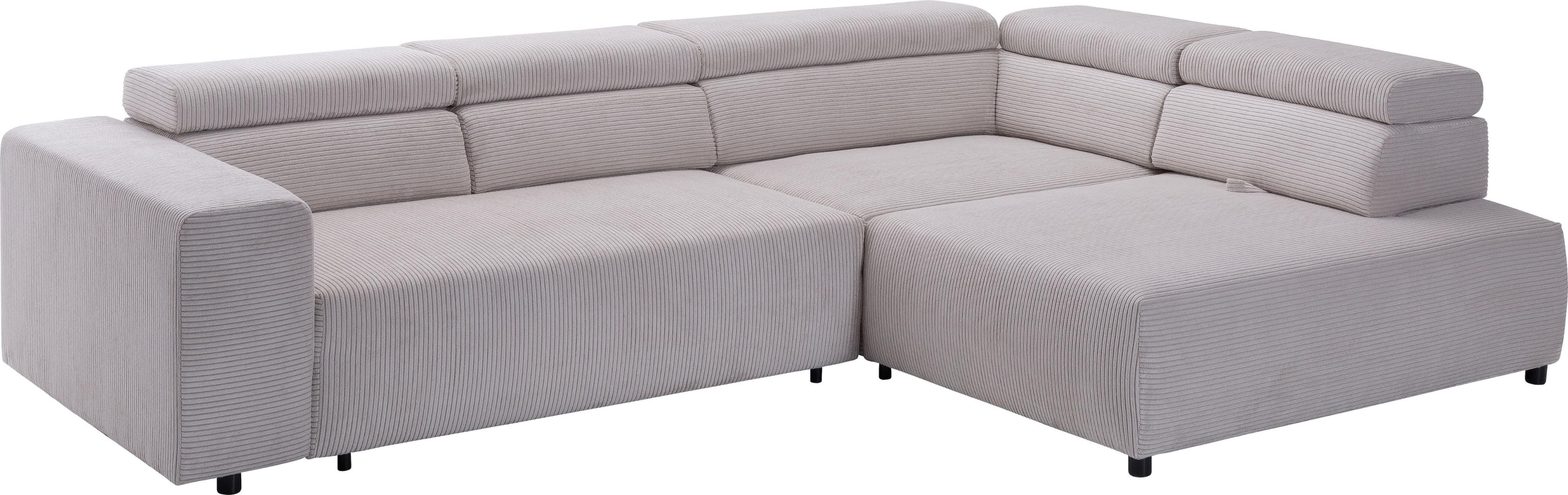 EXXPO Ecksofa Vittorio L-Form Cord Braun mit Verstellfunktion