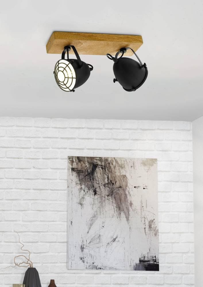 EGLO Deckenspot GATEBECK Stahl und Holz E14 IP20 Wohnzimmerlampe